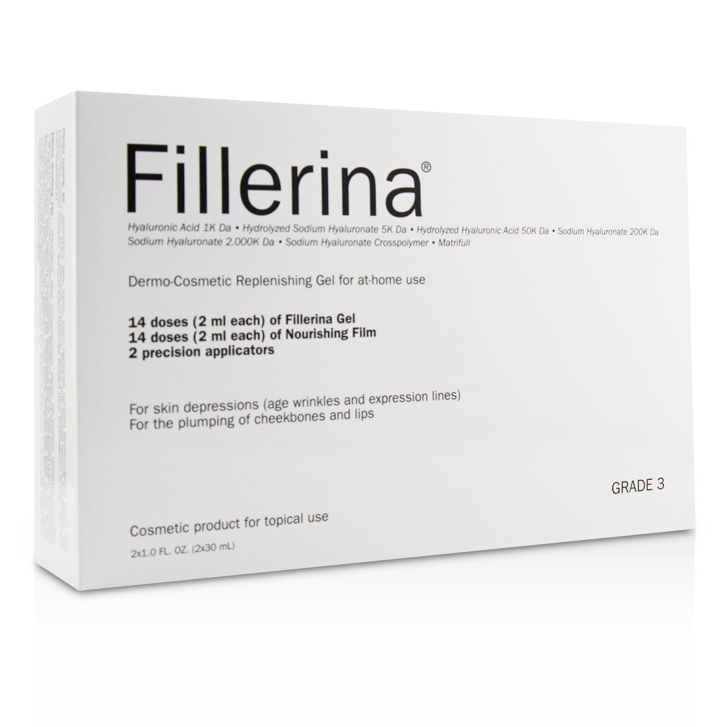Fillerina Dermo-Cosmetic Replenishing Gel For At-Home Use - Grade 3 2x30ml+2pcs