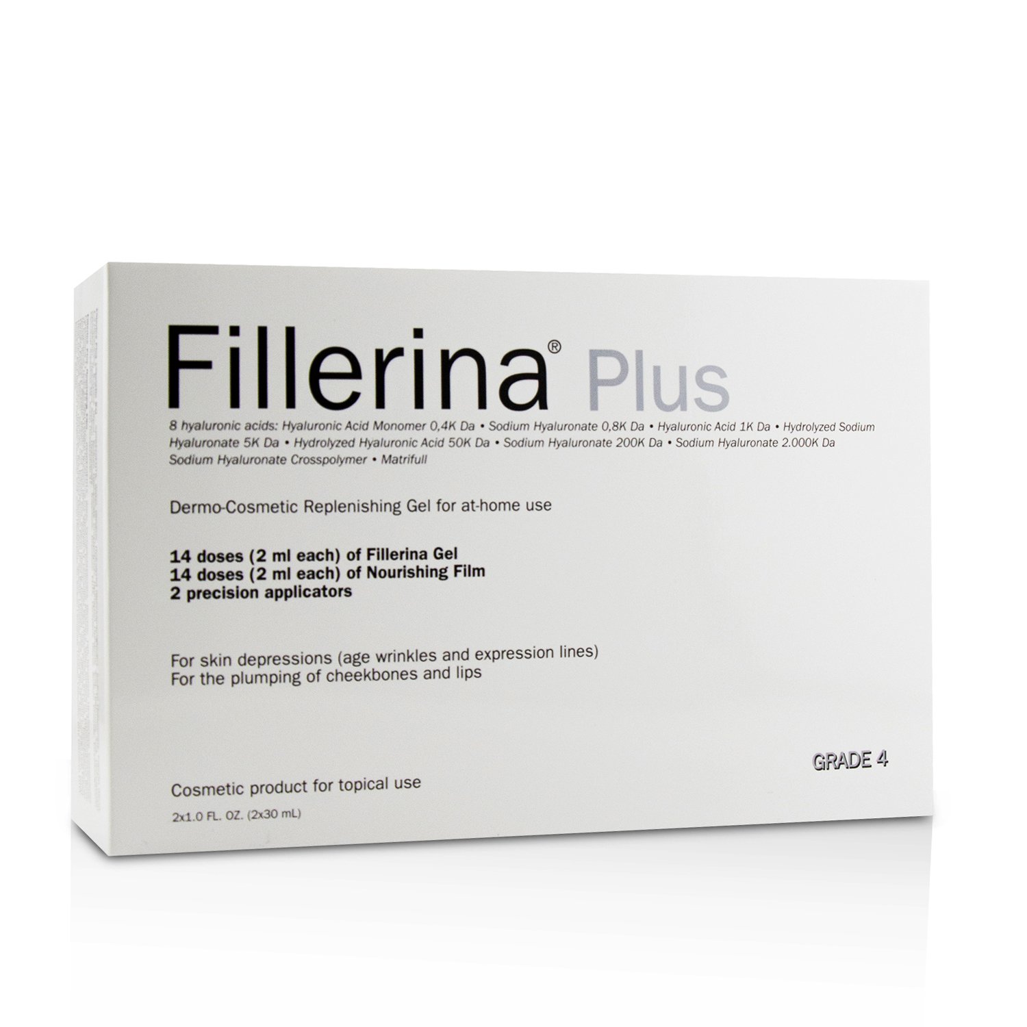 Fillerina Dermo-Cosmetic Replenishing Gel For At-Home Use - Grade 4 Plus 2x30ml+2pcs