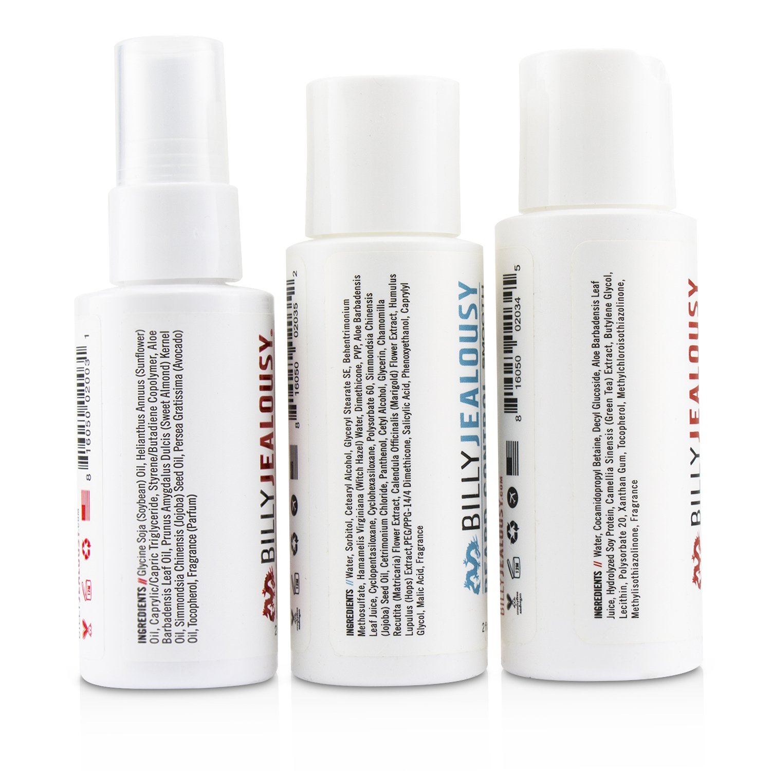 Billy Jealousy Wicked Beard Care Trio Set : 1x Beard Wash 60ml + 1x Beard Control 60ml + 1x Beard Oil 60ml 3pcs