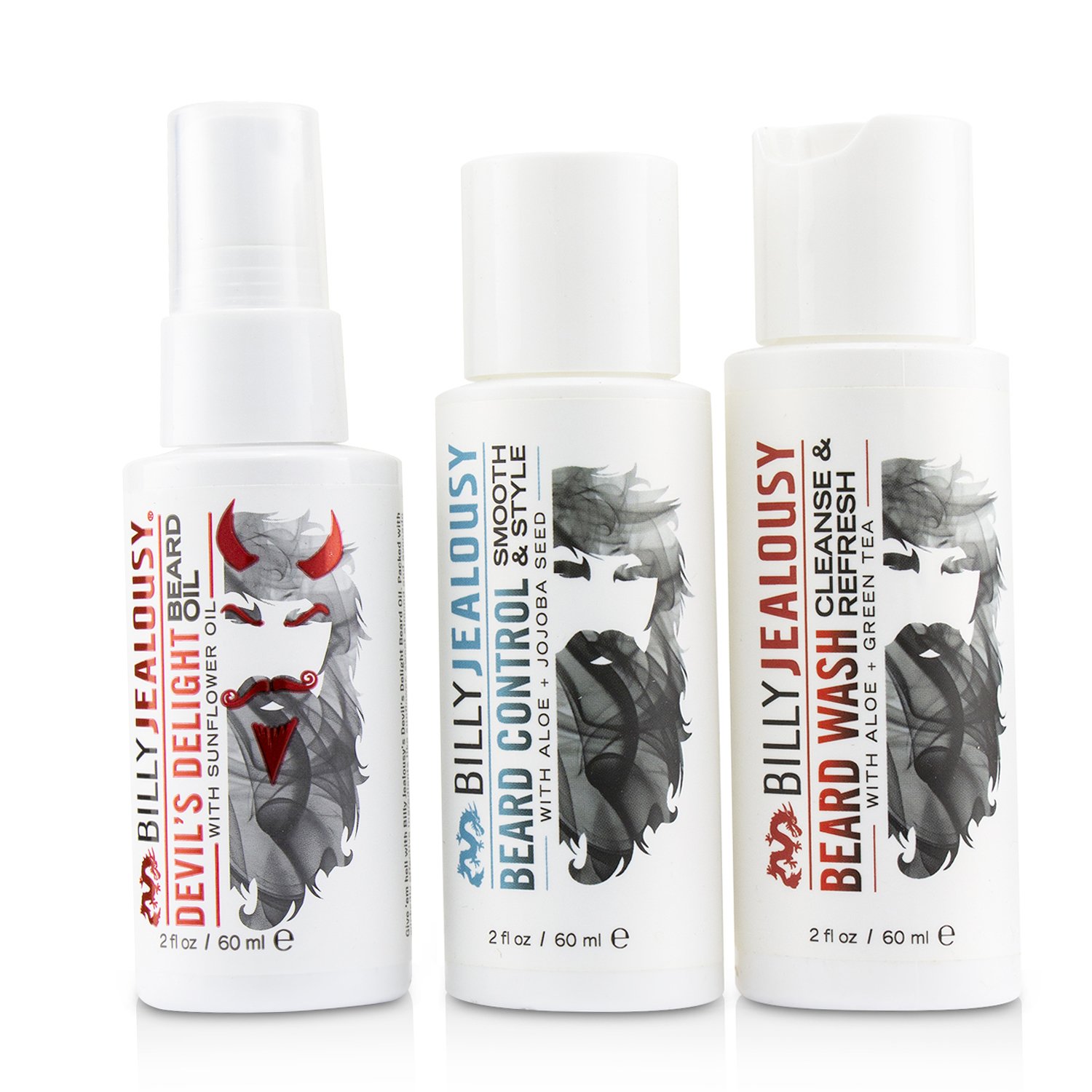 Billy Jealousy Wicked Beard Care Trio Set : 1x Beard Wash 60ml + 1x Beard Control 60ml + 1x Beard Oil 60ml 3pcs