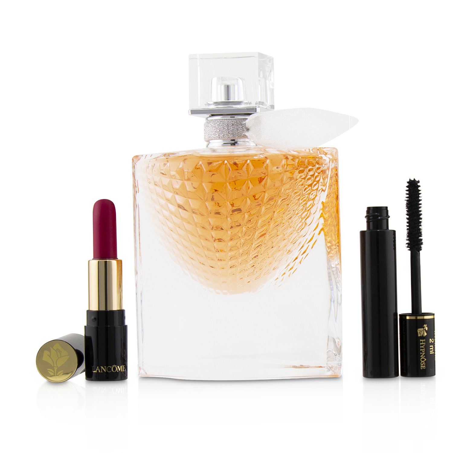 Lancome La Vie Est Belle L'Eclat Coffret: L'Eau De Parfum Spray 50ml + Hypnose Custom Wear Volume Mascara #01 Noir Hypnotic + L' Absolu Rouge Hydrating Shaping Lipcolor #378 Rose Lancome (Matte) 3pcs