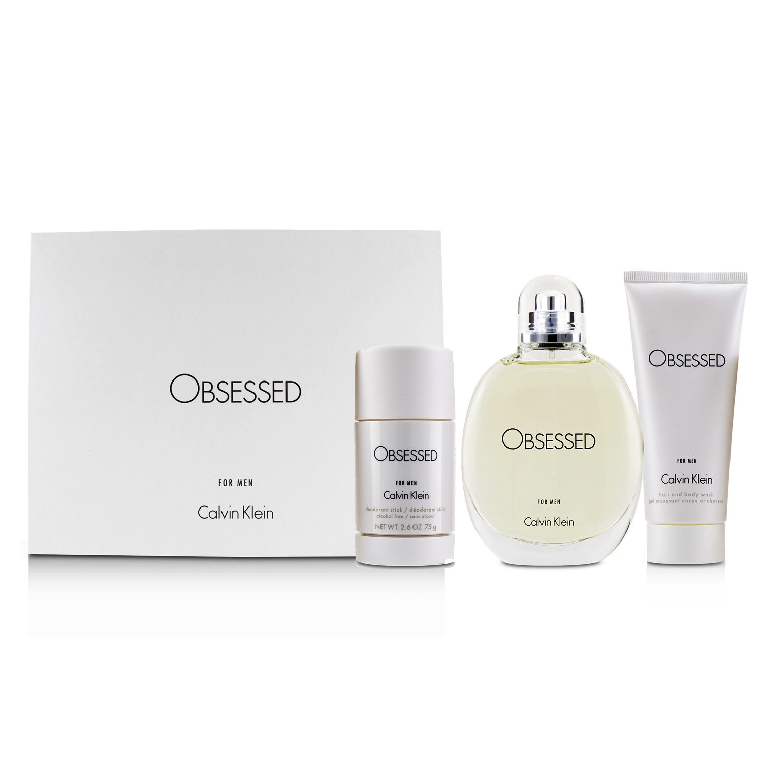 Calvin Klein Obsessed מארז: או דה טואלט ספריי 125ml/4oz + תרחיץ לגוף ולשיער 100 מ&quot;ל + דאודורנט סטיק 75ml/2.6oz 3pcs