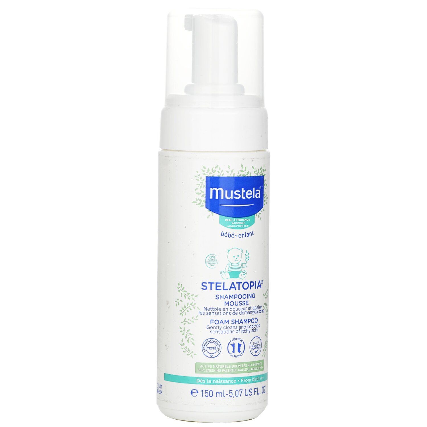 Mustela Stelatopia Champú Espuma (Limpia Suavemente y Calma la Sensación de Picazón) 150ml/5.07oz