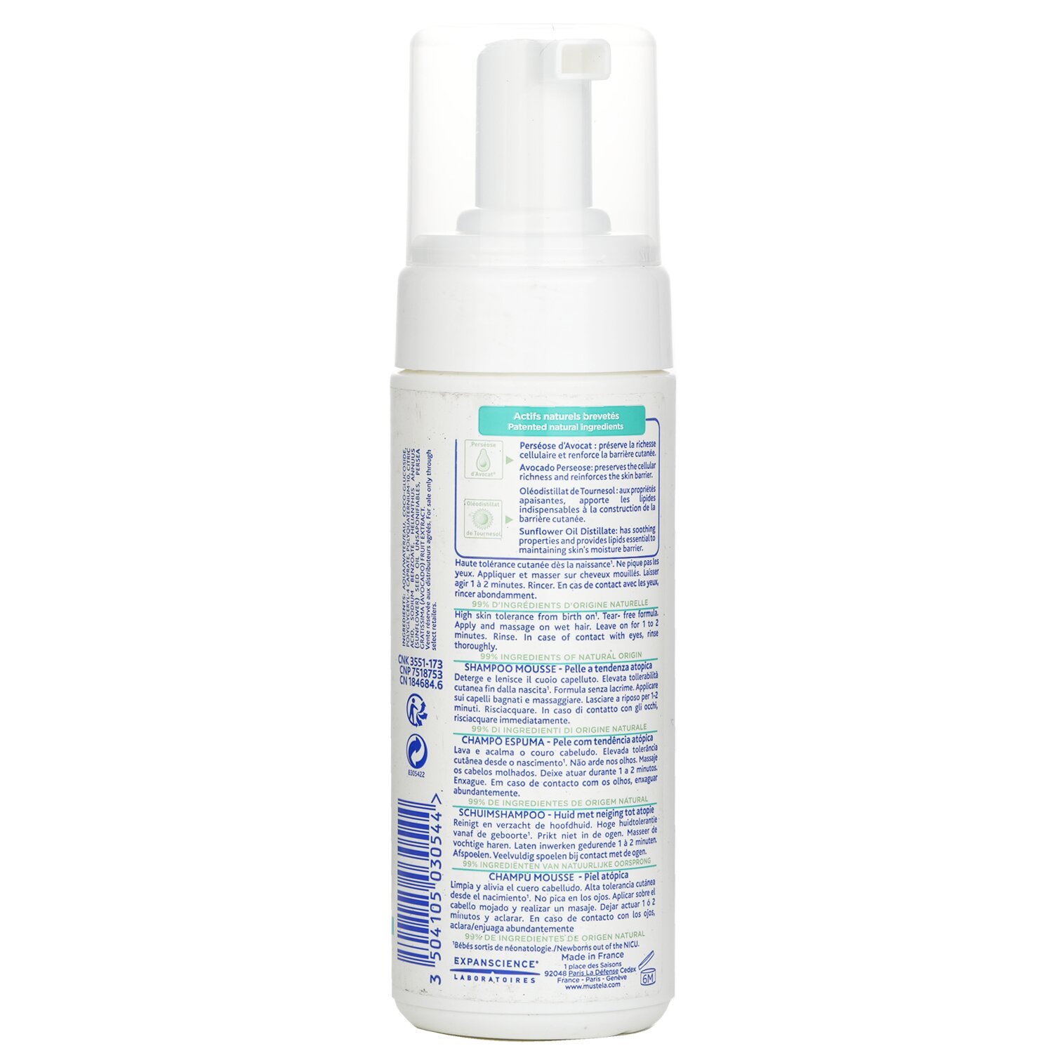 Mustela Stelatopia Champú Espuma (Limpia Suavemente y Calma la Sensación de Picazón) 150ml/5.07oz