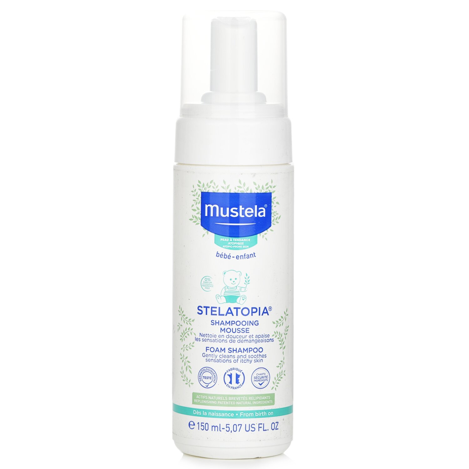 Mustela Stelatopia Champú Espuma (Limpia Suavemente y Calma la Sensación de Picazón) 150ml/5.07oz