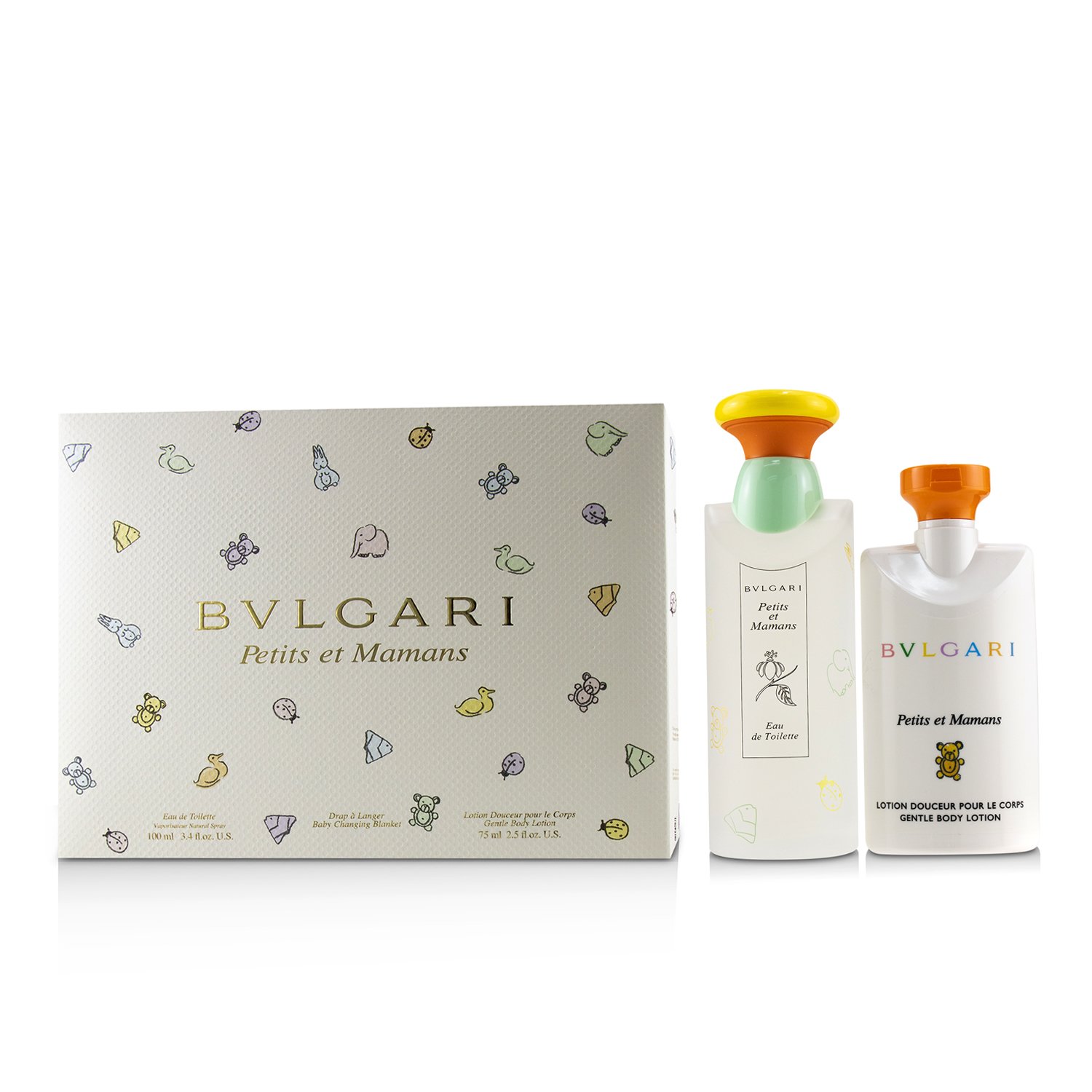 Bvlgari Petits Et Mamans Coffret: Eau De Toilette Spray 100ml/3.4oz + Gentle Body Lotion 75ml/2.5oz + Baby Changing Blanket 2pcs+1Blanket