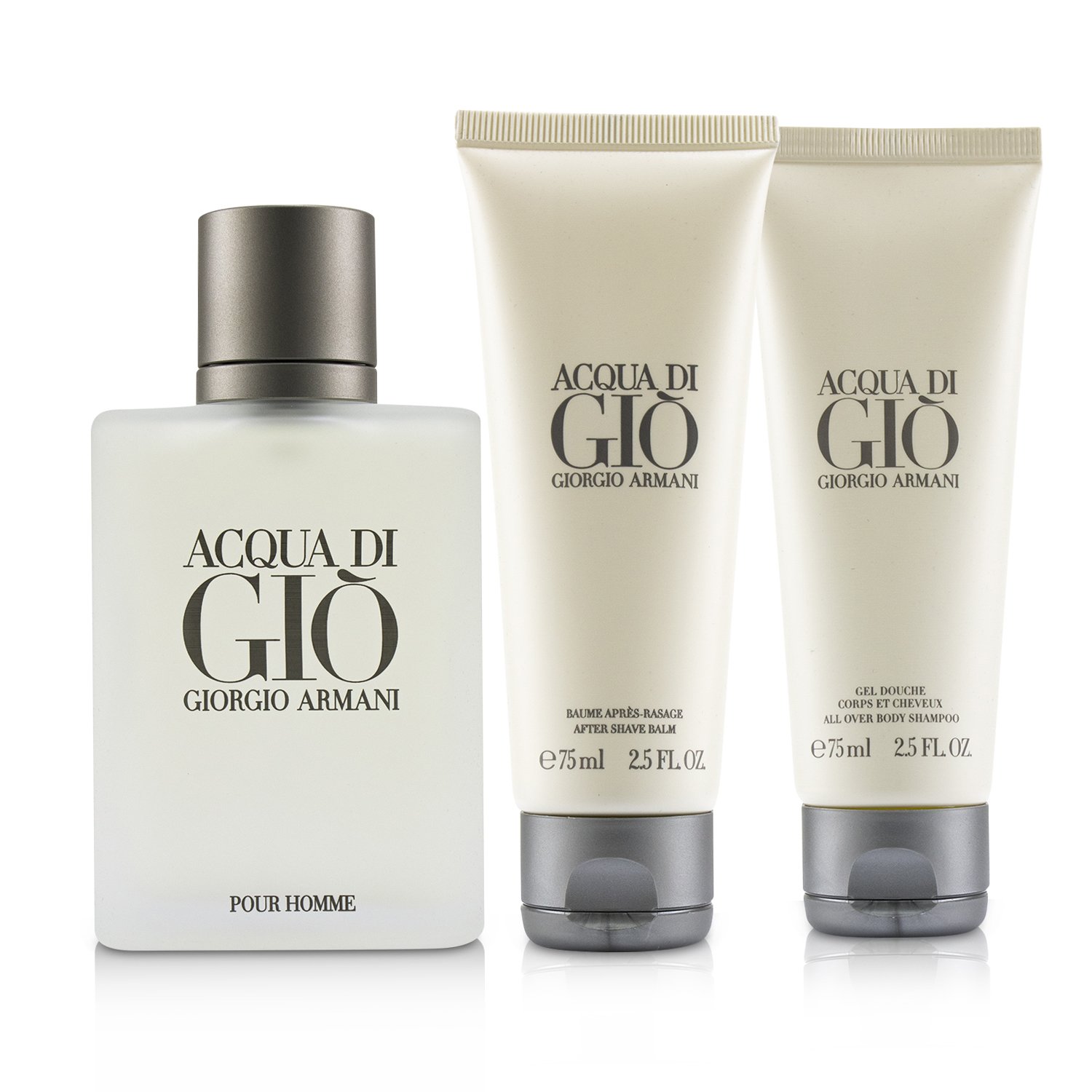 Giorgio Armani Acqua Di Gio Coffret: Eau De Toilette Spray 100ml/3.4oz + All Over Bod Shampoo 75ml/2.5oz + After Shave Balm 75ml/2.5oz 3pcs