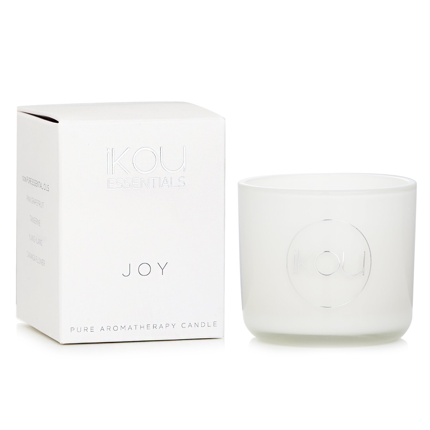 iKOU Essentials Aromatherapy Natural Wax Candle Glass - Joy (Australian White Flannel Flower) 85g