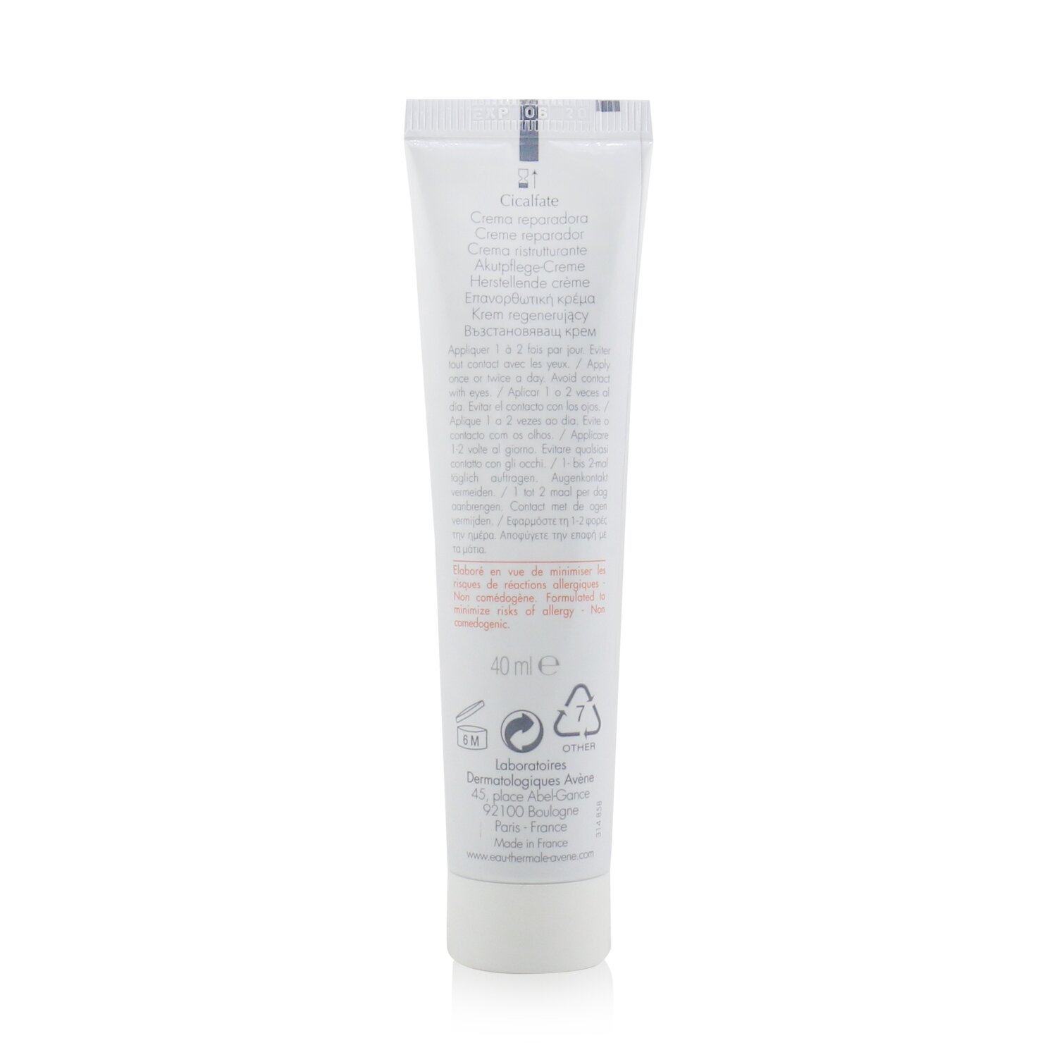 Avene Cicalfate Repair Cream - For Sensitive & Irritated Skin (Exp. Date: 06/2020) 40ml/1.35oz