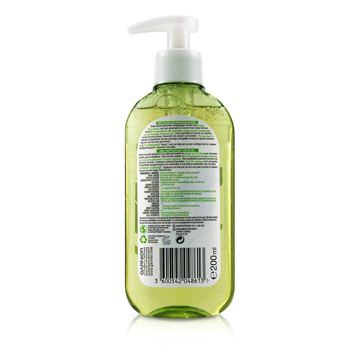 Garnier جل منظف نباتي SkinActive - بالشاي الأخضر (للبشرة المختلطة إلى الزيتية) 200ml/6.7oz