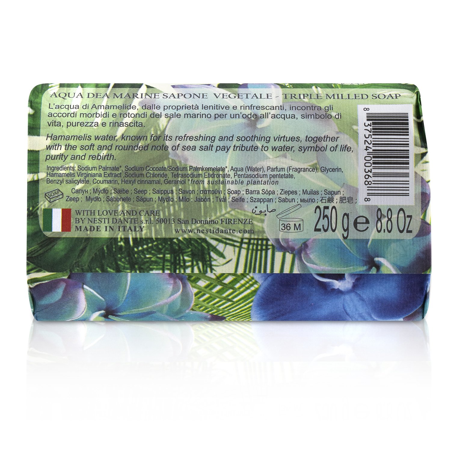Nesti Dante Jabón Vegetal Triple Molido Con Amor & Cuidado - Aqua Dea Marine 250g/8.8oz