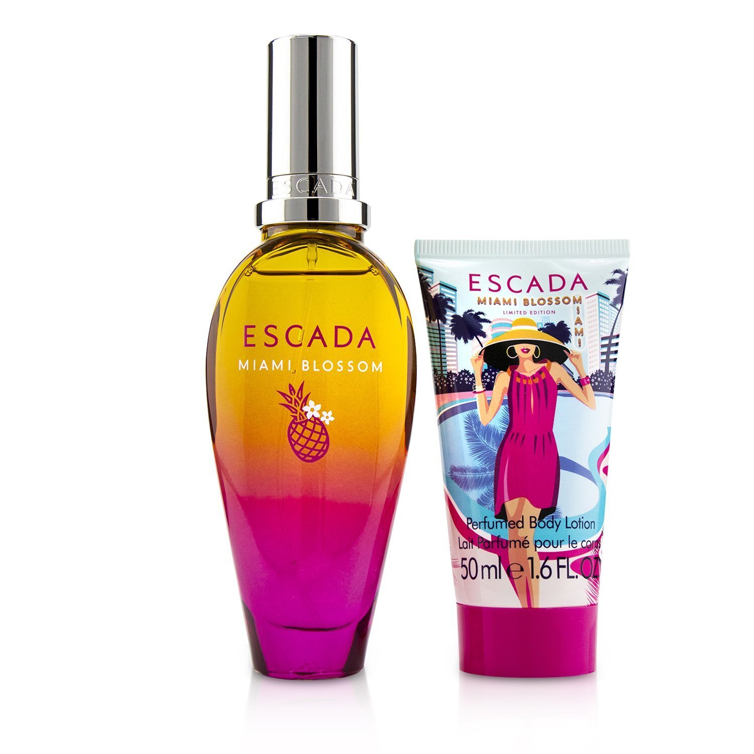 Escada Miami Blossom Coffret: Eau De Toilette Spray 50ml/1.6oz + Body Lotion 50ml/1.6oz + 1 Clutch Bag 2pcs+1Bag