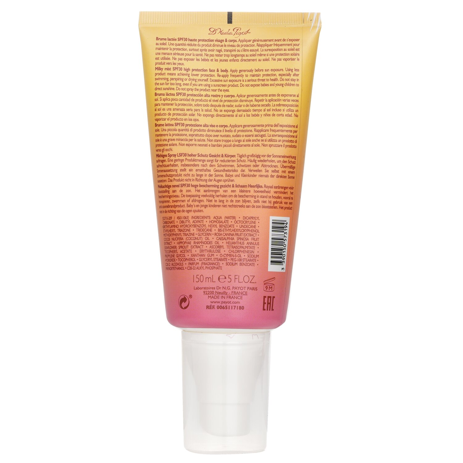 빠이요 Payot 써니 밀키 미스트 하이 프로텍션 더 패뷸러스 탠 부스터 150ml/5oz
