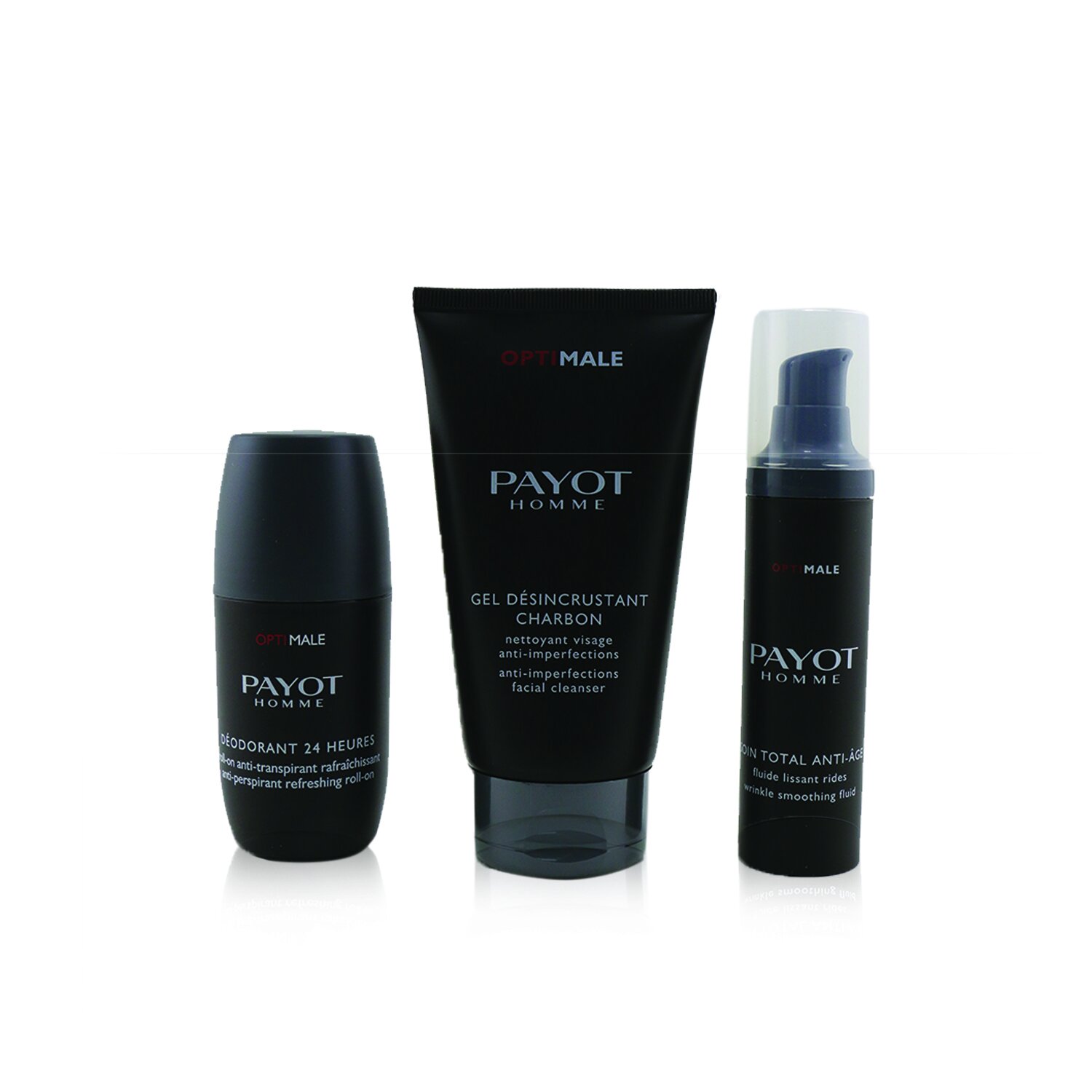 Payot Optimale Energising Ritual For Men Set : 1x Facial Cleanser 150 ml + 1x Wrinkle Smoothing Fluid 50 ml + 1x 24 Hrs Roll-On 75 ml 3pcs