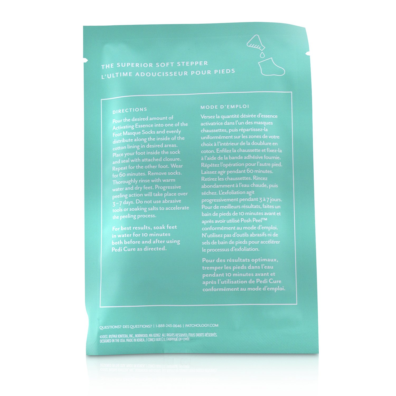 Patchology PoshPeel Pedi Cure - Gently Exfoliates & Resurfaces Feet (2 Treatments) 4x20ml/0.68oz