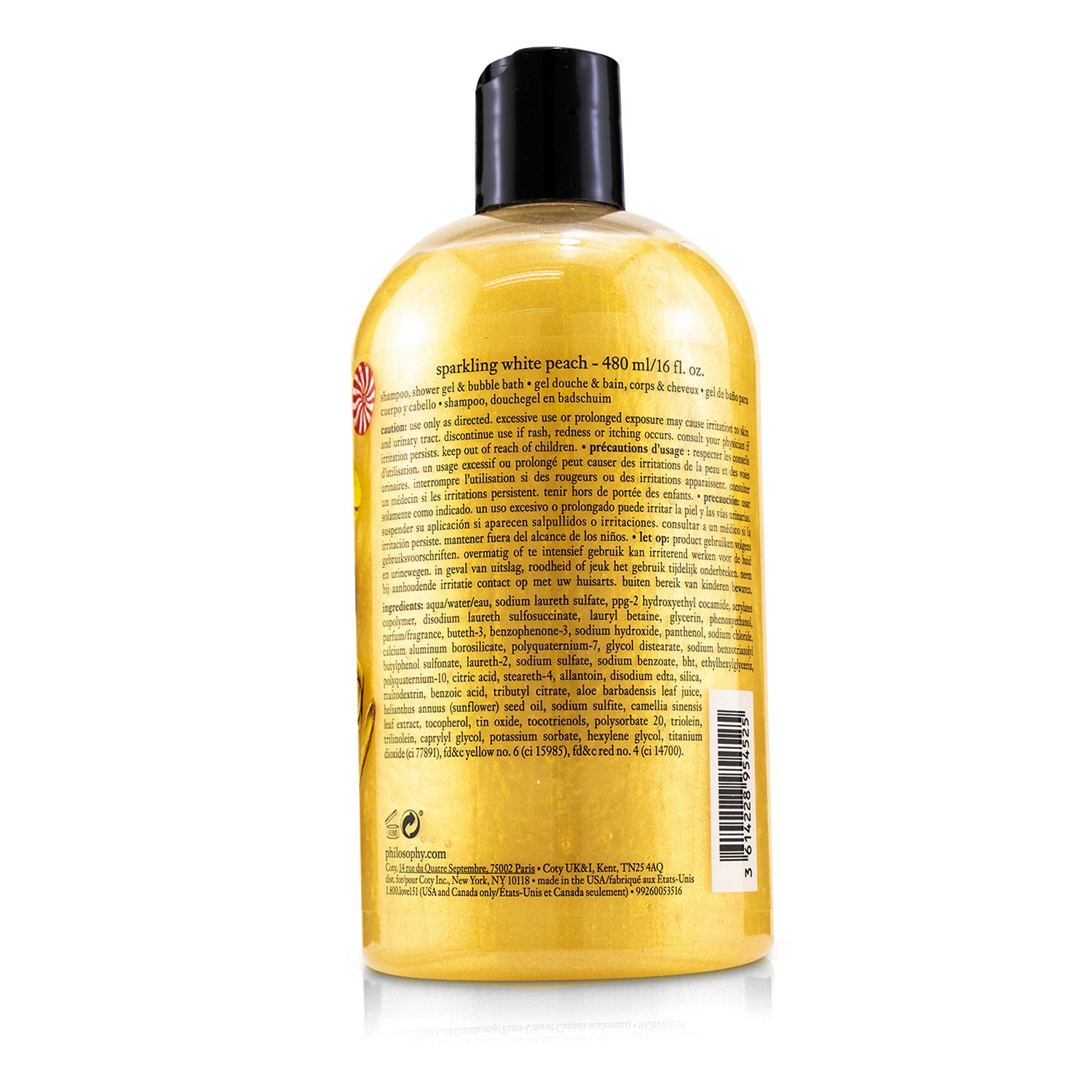 Philosophy Sparkling White Peach Shampoo, Shower Gel & Bubble Bath 480ml/16oz