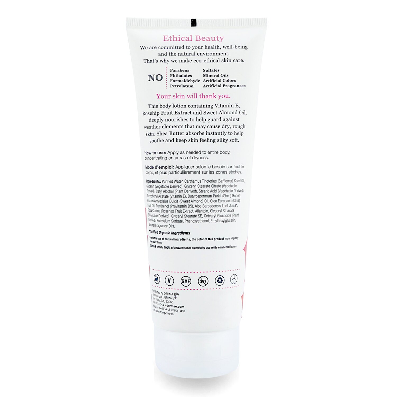 Derma E Rosehip & Almond Protecting Shea Body Lotion 227g/8oz