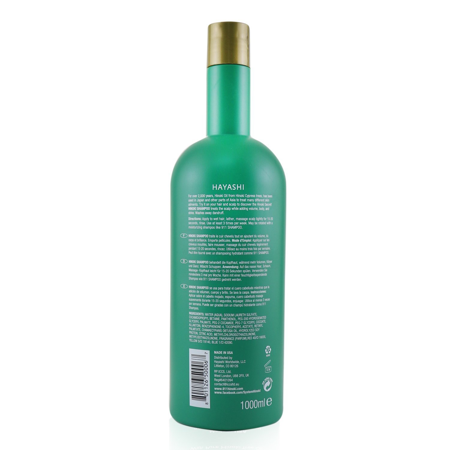Hayashi Hinoki Shampoo Scalp Therapy Volumizing Cleanser (For Thinning Hair) 1000ml/33.8oz