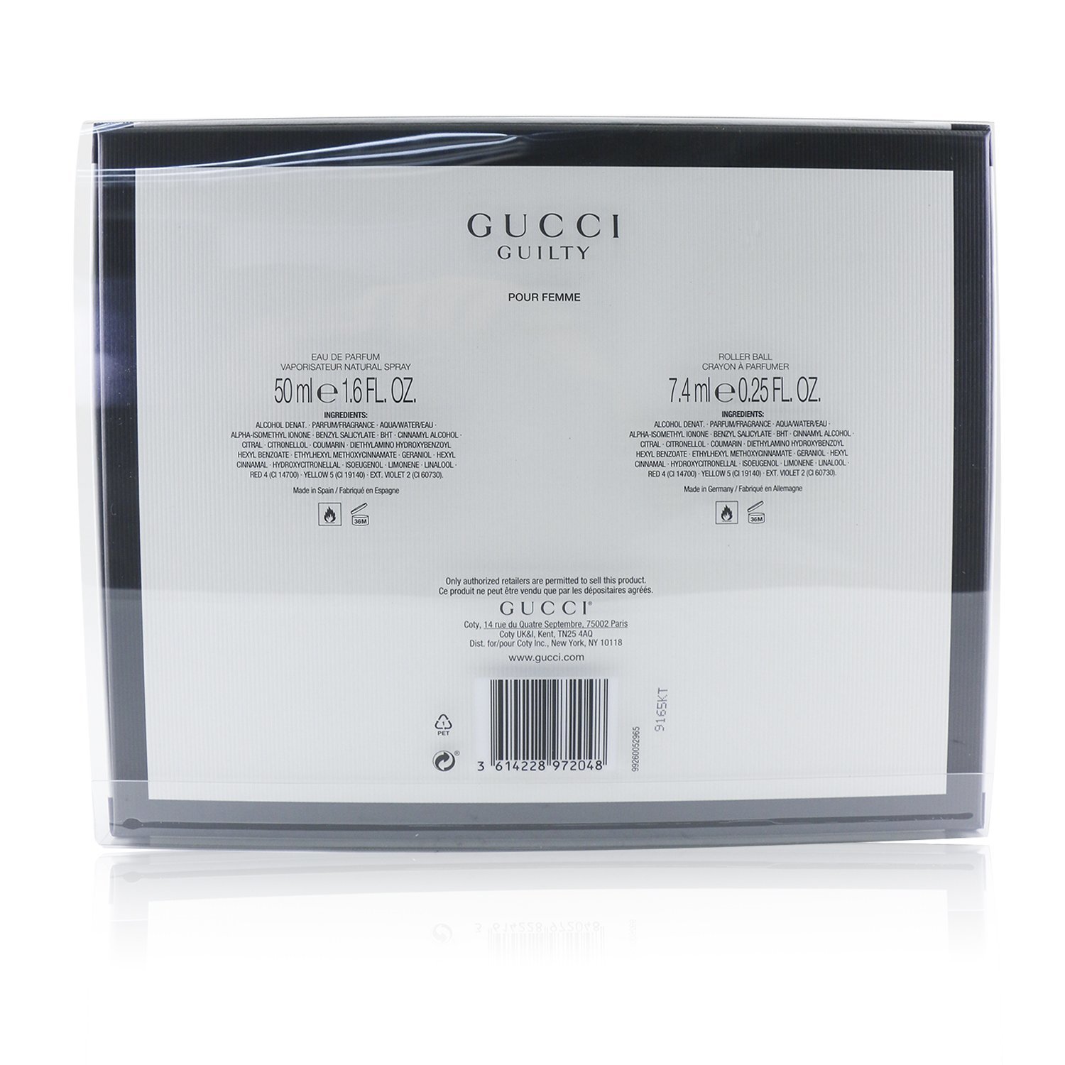 Gucci 古馳 罪愛女性香水套裝: 香水噴霧 50ml/1.6oz + 走珠香水 7.4ml/0.25oz 2pcs