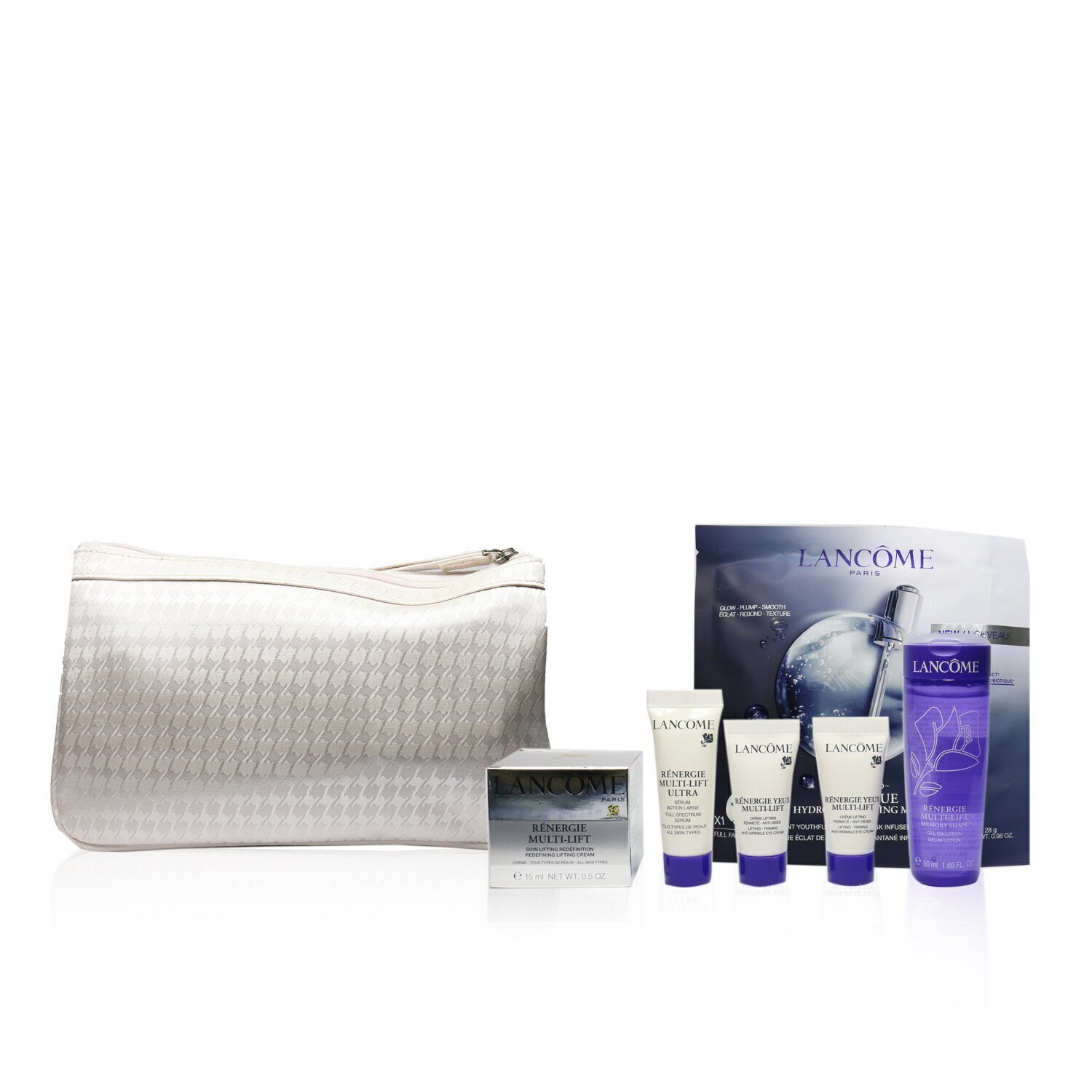 Lancome Renergie Travel Set: Lifting Cream + Gel Lotion + Serum + Eye Cream + Genifique Mask 5pcs+1bag