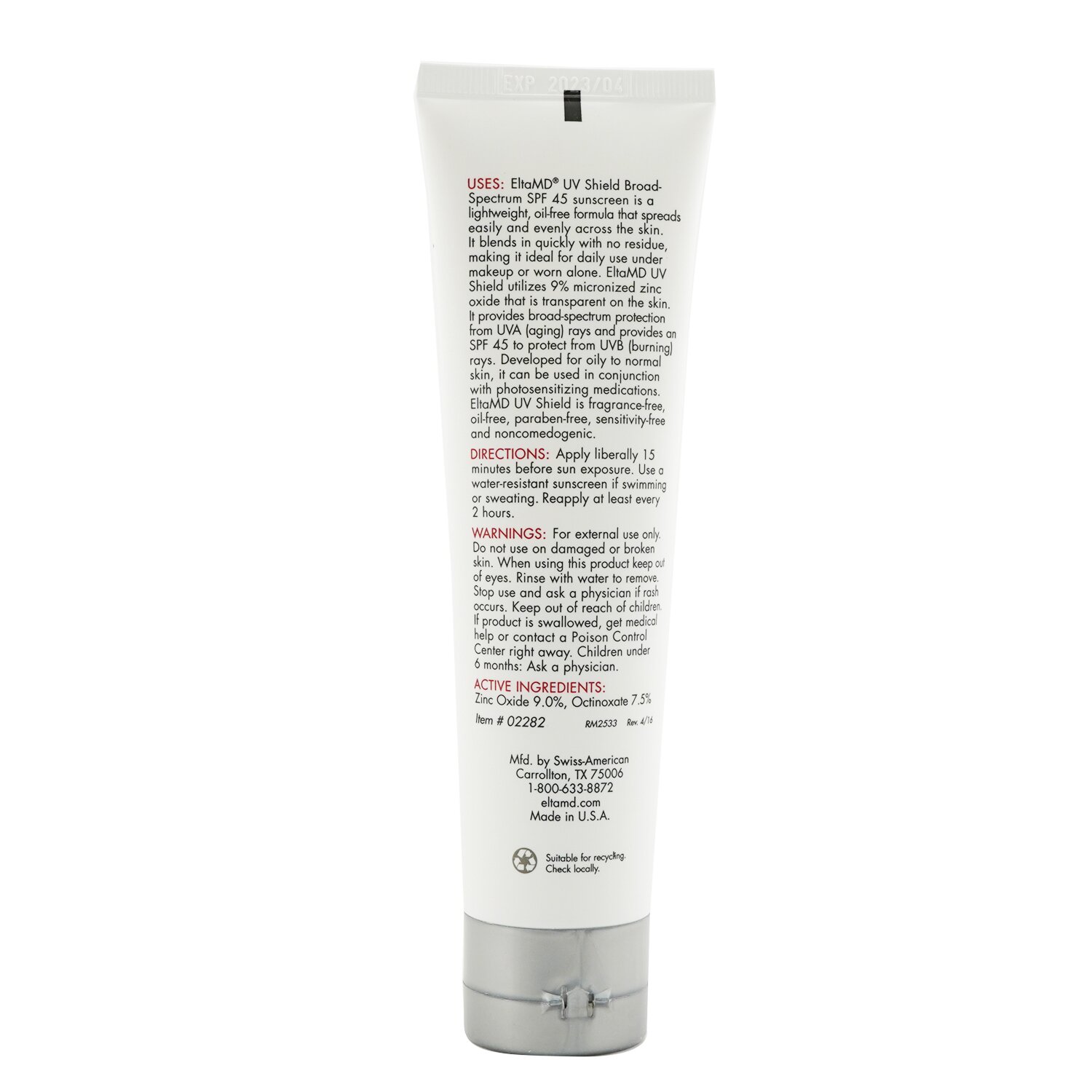EltaMD UV Shield Face & Body Sunscreen SPF 45 - For Oily To Normal Skin (Box Slightly Damaged) 85g/3oz