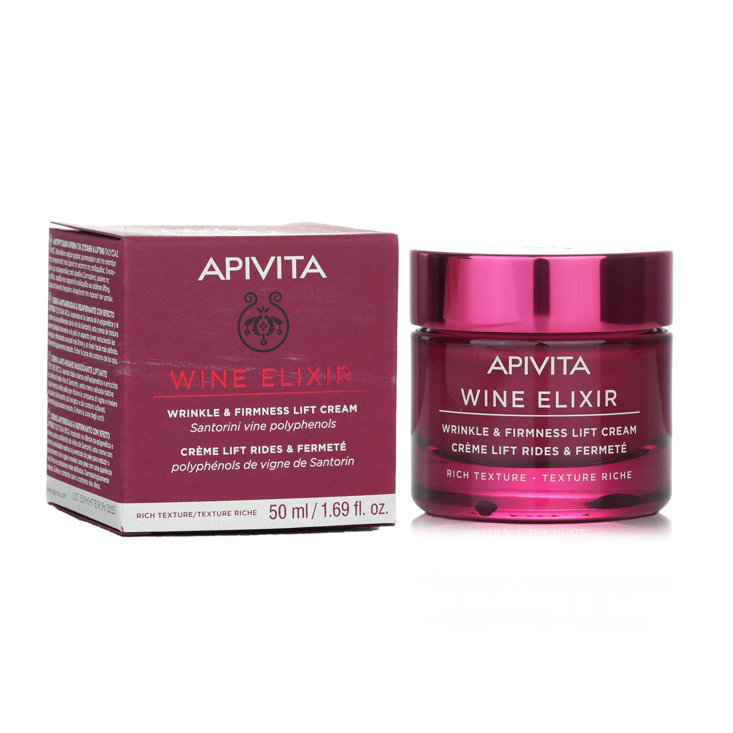Apivita Wine Elixir Creme para Levantar Rugas e Firmeza - Textura Rica 50ml/1.75oz