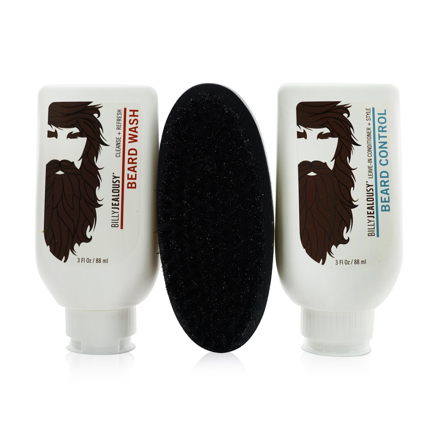 Billy Jealousy Beard Envy Kit: Beard Wash 88ml + Beard Control 88ml + brush 1pcs (Box Slightly Damaged) 3pcs