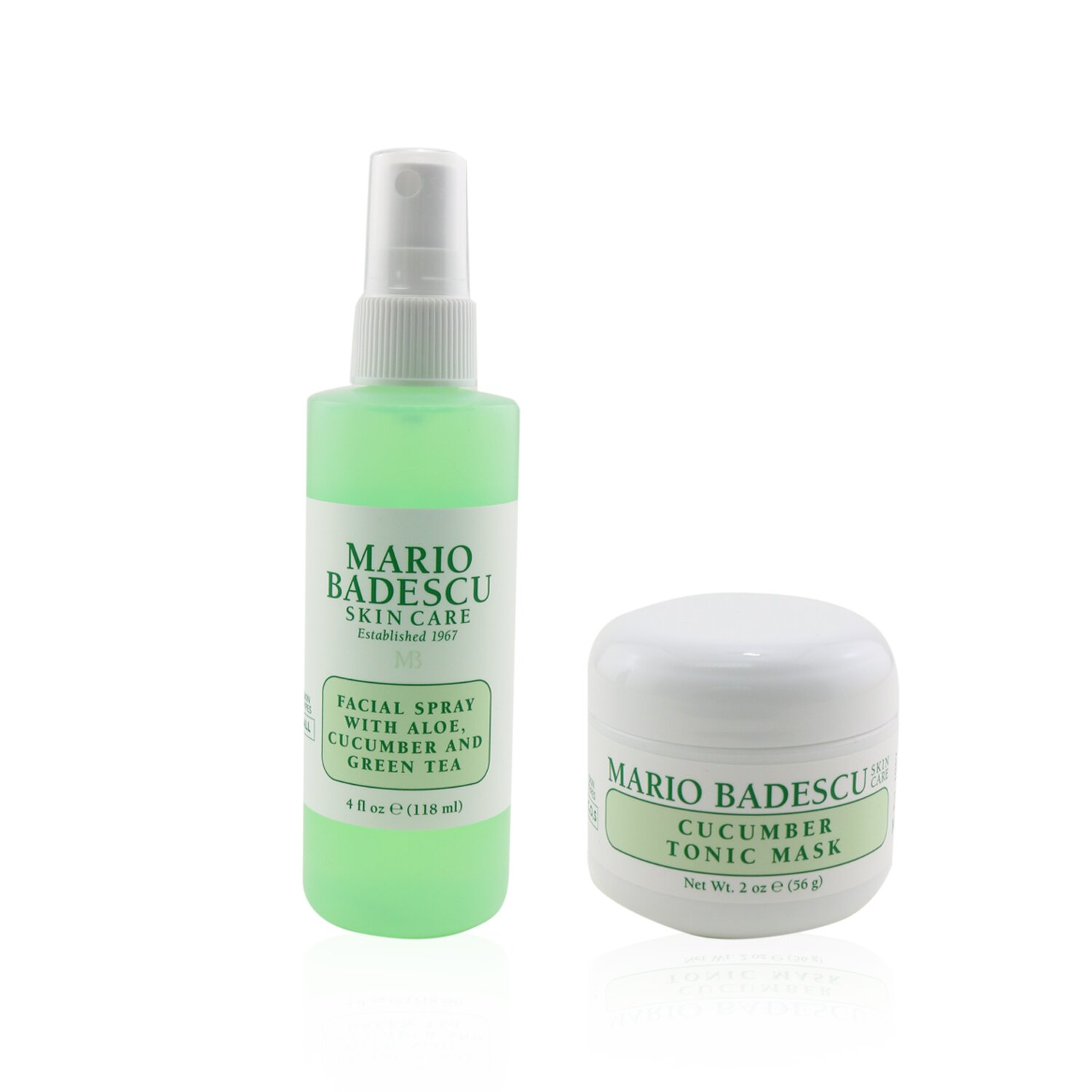 Mario Badescu Cucumber Mask & Mist Duo Set: Facial Spray With Aloe, Cucumber And Green Tea 4oz + Cucumber Tonic Mask 2oz 2pcs