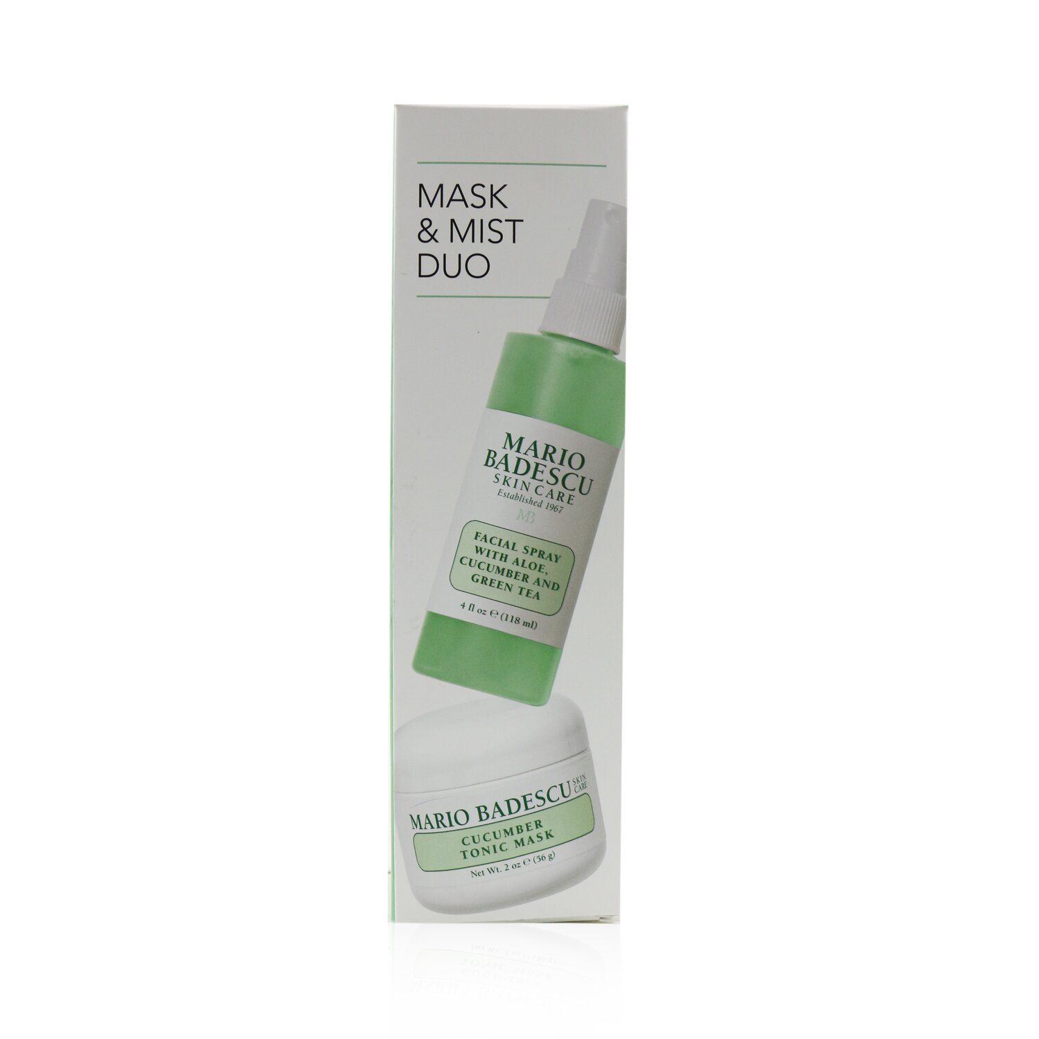 Mario Badescu Cucumber Mask & Mist Duo Set: Facial Spray With Aloe, Cucumber And Green Tea 4oz + Cucumber Tonic Mask 2oz 2pcs