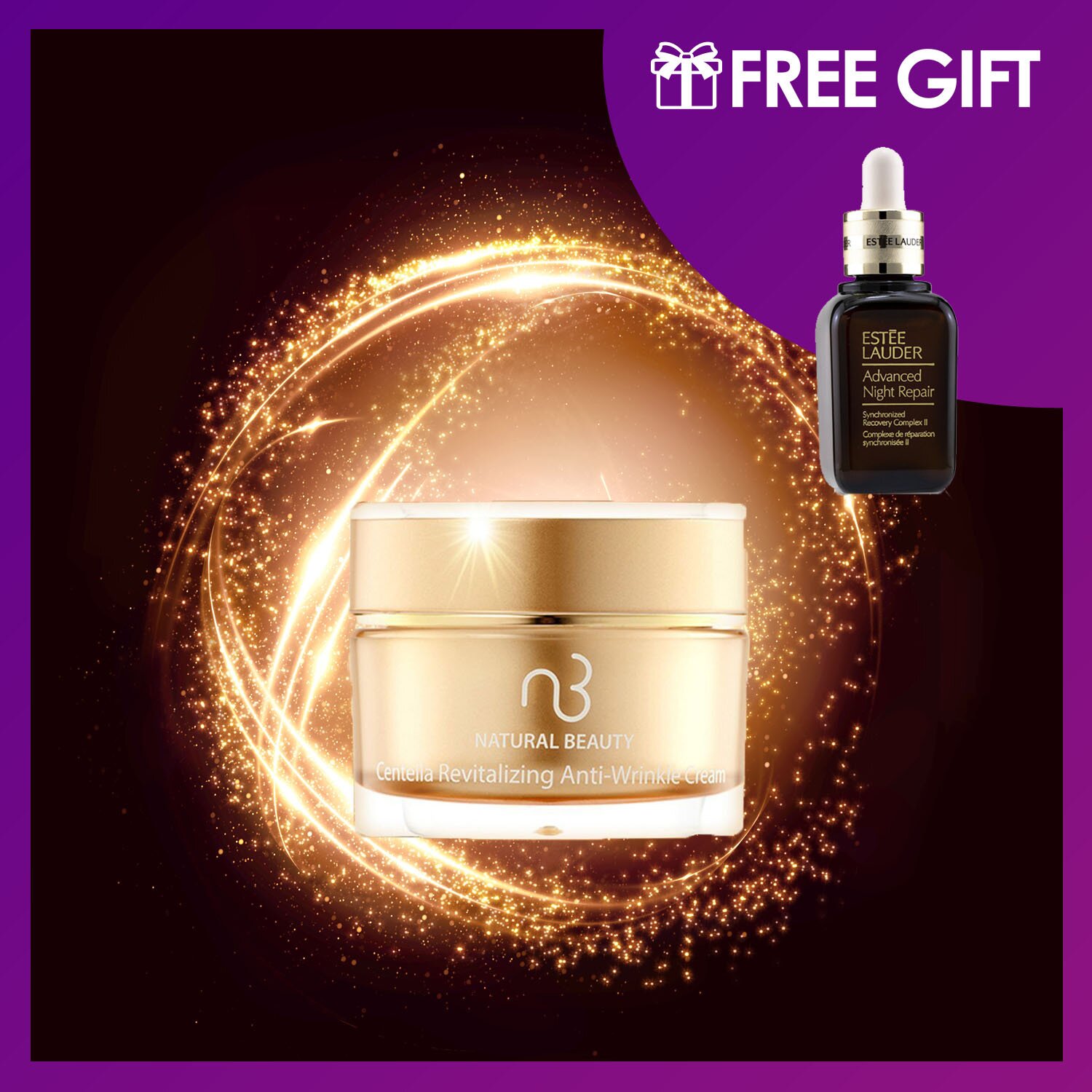 Natural Beauty Centella Revitalizing Crema Anti-Arrugas 30g (Gratis: Estee Lauder Advanced Night Repair Complejo Recuperación Sincronizada II 30ml) 2pcs