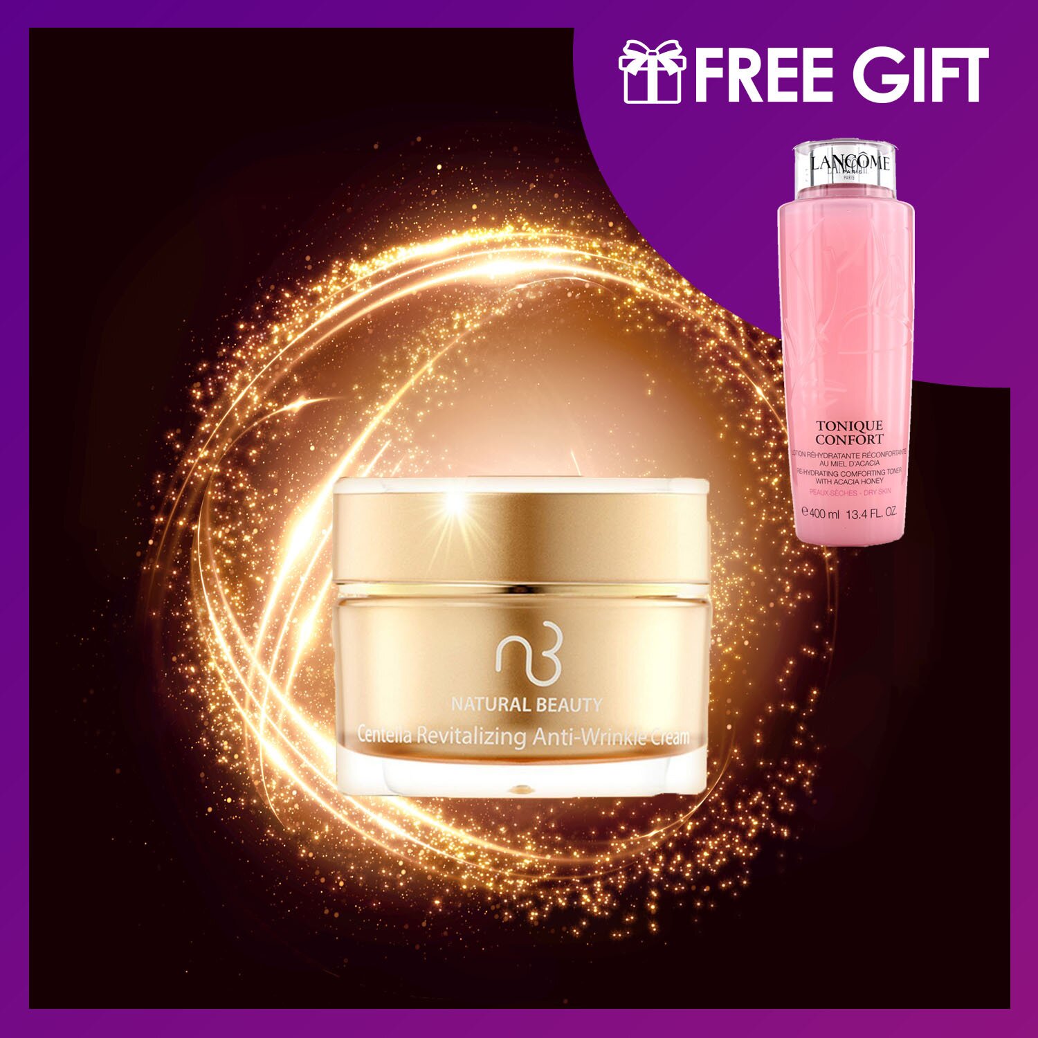 Natural Beauty Centella Revitalizing Anti-Wrinkle Cream 30g (Free: Lancome Tonique Confort 400ml) 2pcs