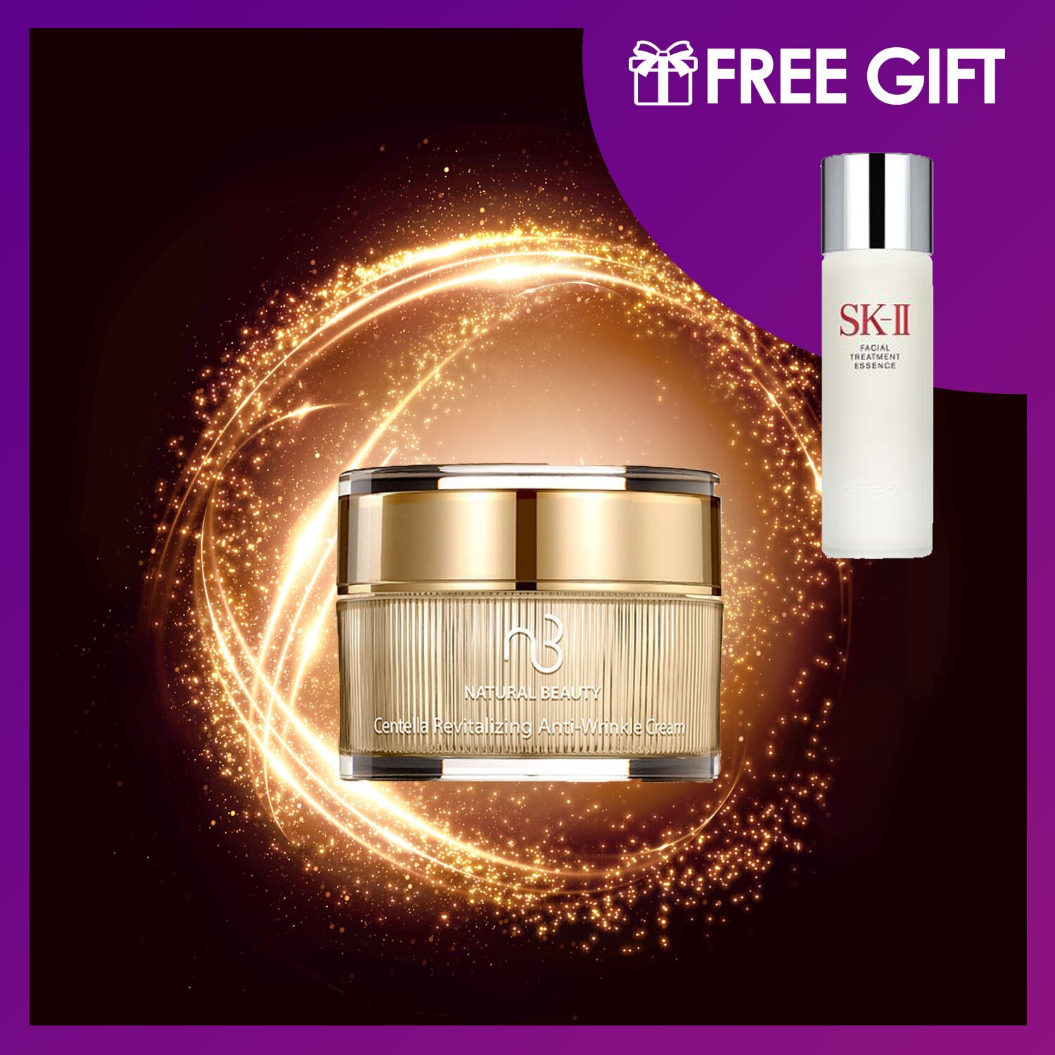Natural Beauty Centella Revitalizing Anti-Wrinkle Cream 50g (Free: SKII Facial Treatment Essence 75ml) 2pcs