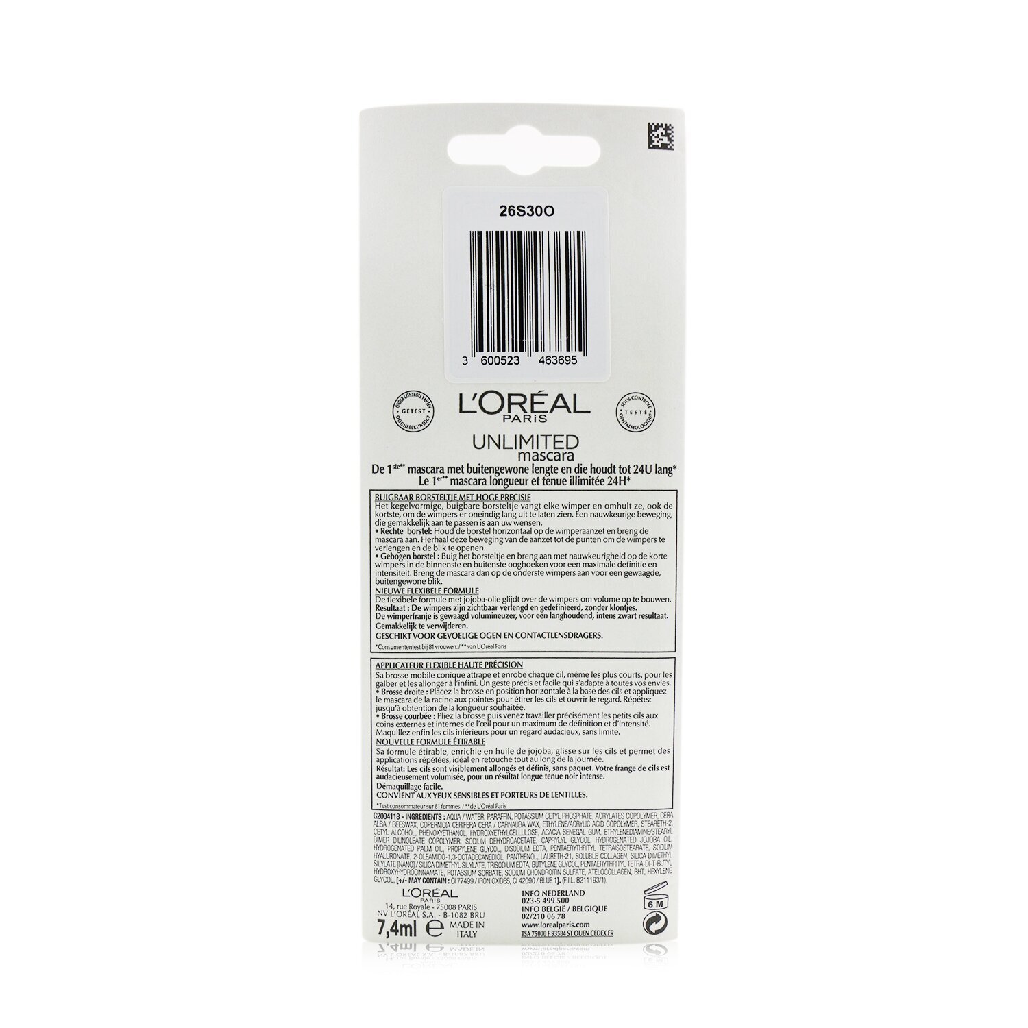 L'Oreal Unlimited Máscara 7.4ml/0.24oz