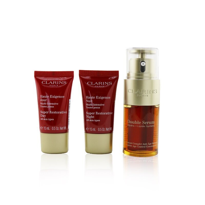 Clarins Double Serum & Super Restorative Collection: Double Serum 30ml + Super Restorative Day 15ml + Super Restorative Night 15ml 3pcs