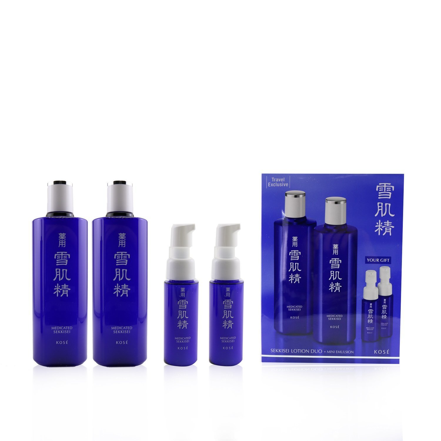 Kose Medicated Sekkisei Lotion Duo Set: 2x Medicated Sekkisei 360ml + 2x Sekkisei Emulsion 20ml 4pcs