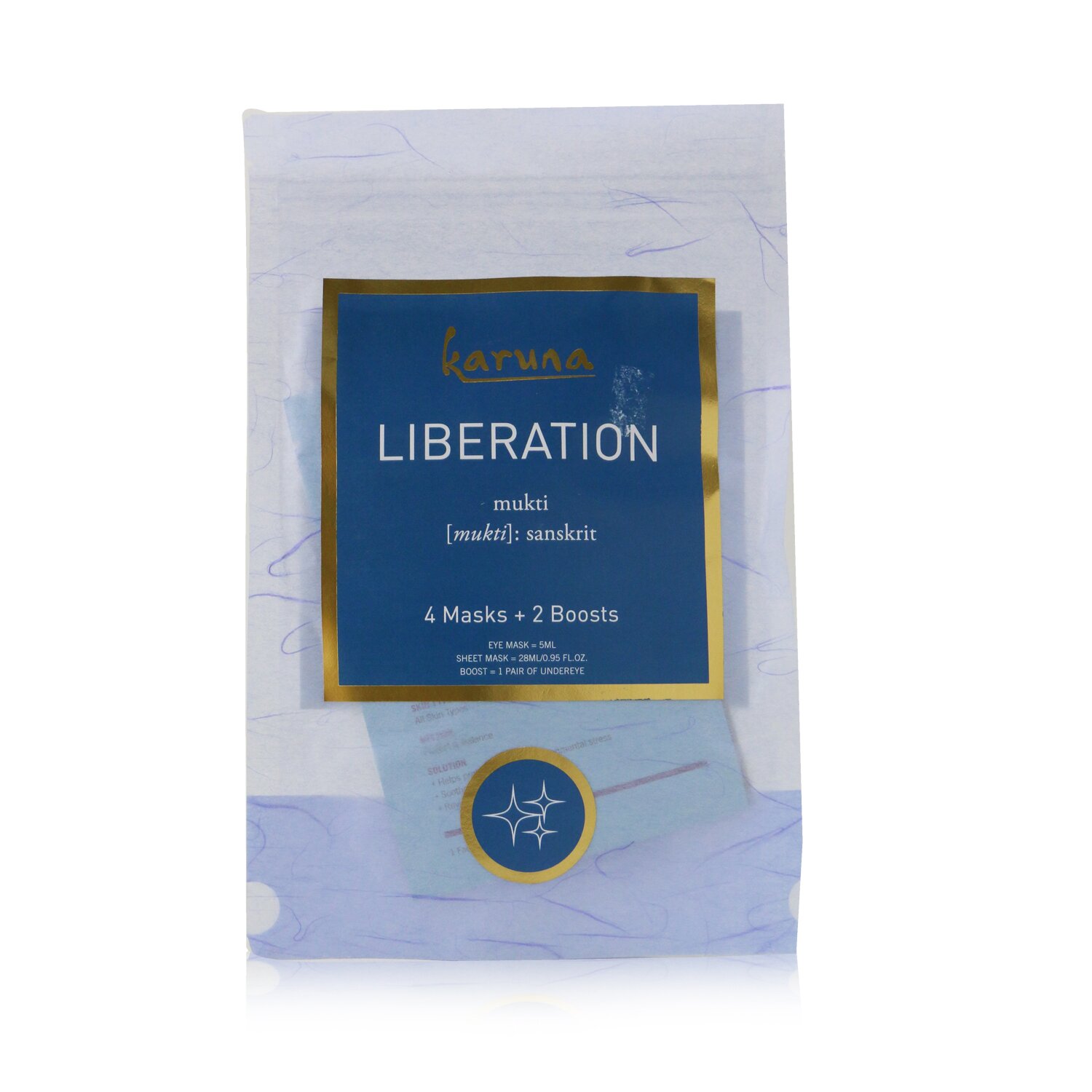 Karuna Liberation Kit: Hydrating+ Face Mask + Anti-Oxidant+ Face Mask + Renewal+ Eye Mask + Under Eye Melting Boost 6pcs
