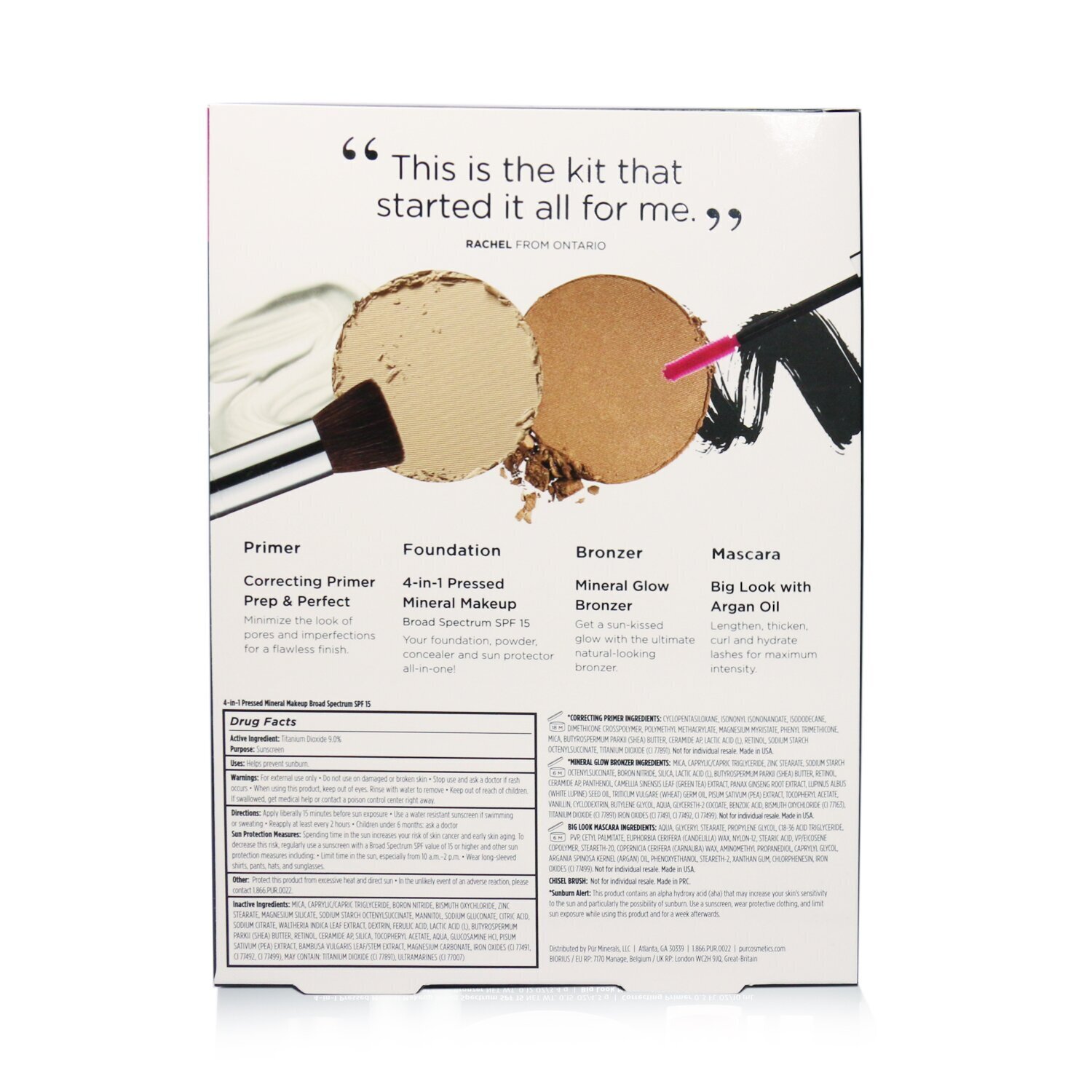 PUR (PurMinerals) Best Sellers Kit (5 Piece Beauty To Go Collection) (1x Primer, 1x Pressed Powder, 1x Bronzer, 1x Mascara, 1x Brush) 5pcs