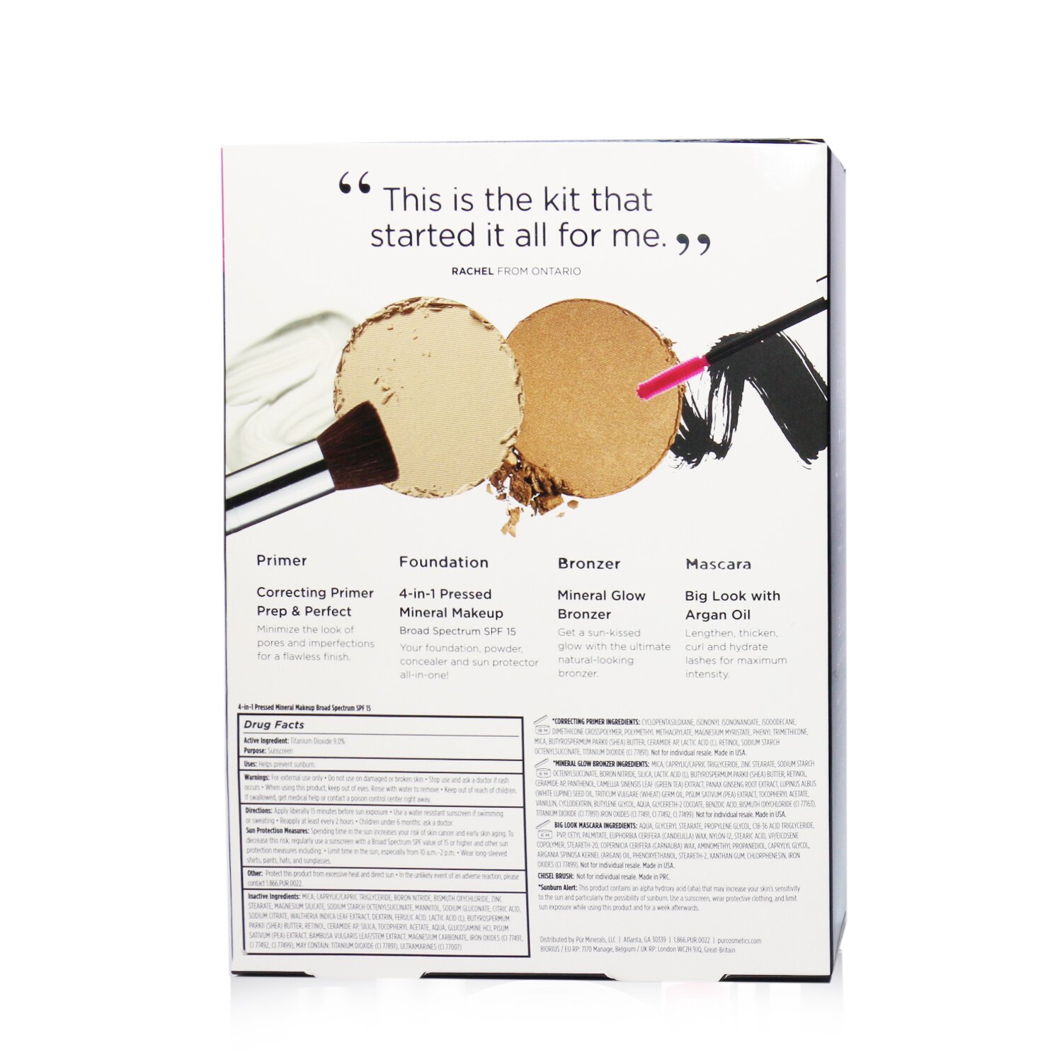 PUR (PurMinerals) Best Sellers Kit (5 Piece Beauty To Go Collection) (1x Primer, 1x Powder, 1x Bronzer, 1x Mascara, 1x Brush) 5pcs