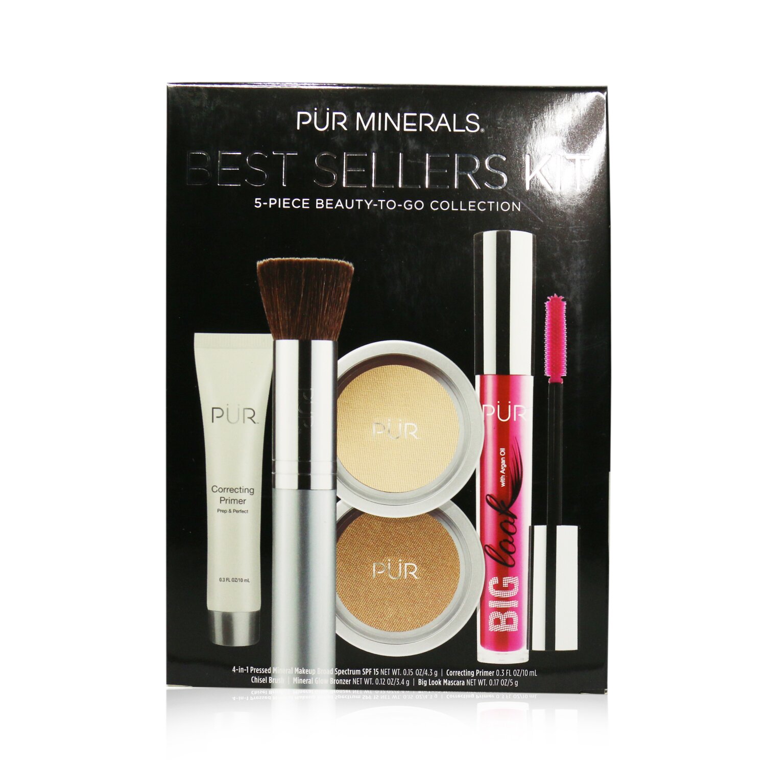 PUR (PurMinerals) Best Sellers Kit (5 Piece Beauty To Go Collection) (1x Primer, 1x Powder, 1x Bronzer, 1x Mascara, 1x Brush) 5pcs