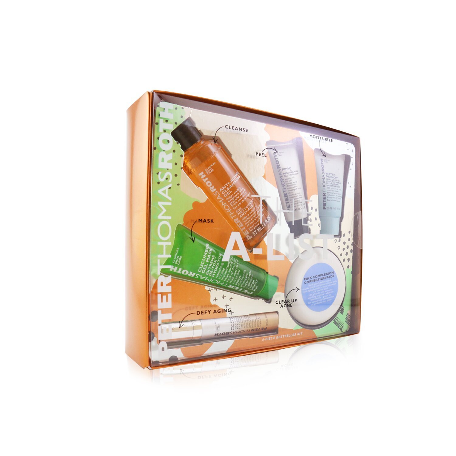 Peter Thomas Roth Kit The A-List 6-Piece Bestseller: Gel Limpiador 57ml + Gel Peeling 15ml + Cucumber Gel Mascarilla 30ml + Almohadillas Correctoras 20pzs + Suero 10ml + Hidratante 20ml 6pcs
