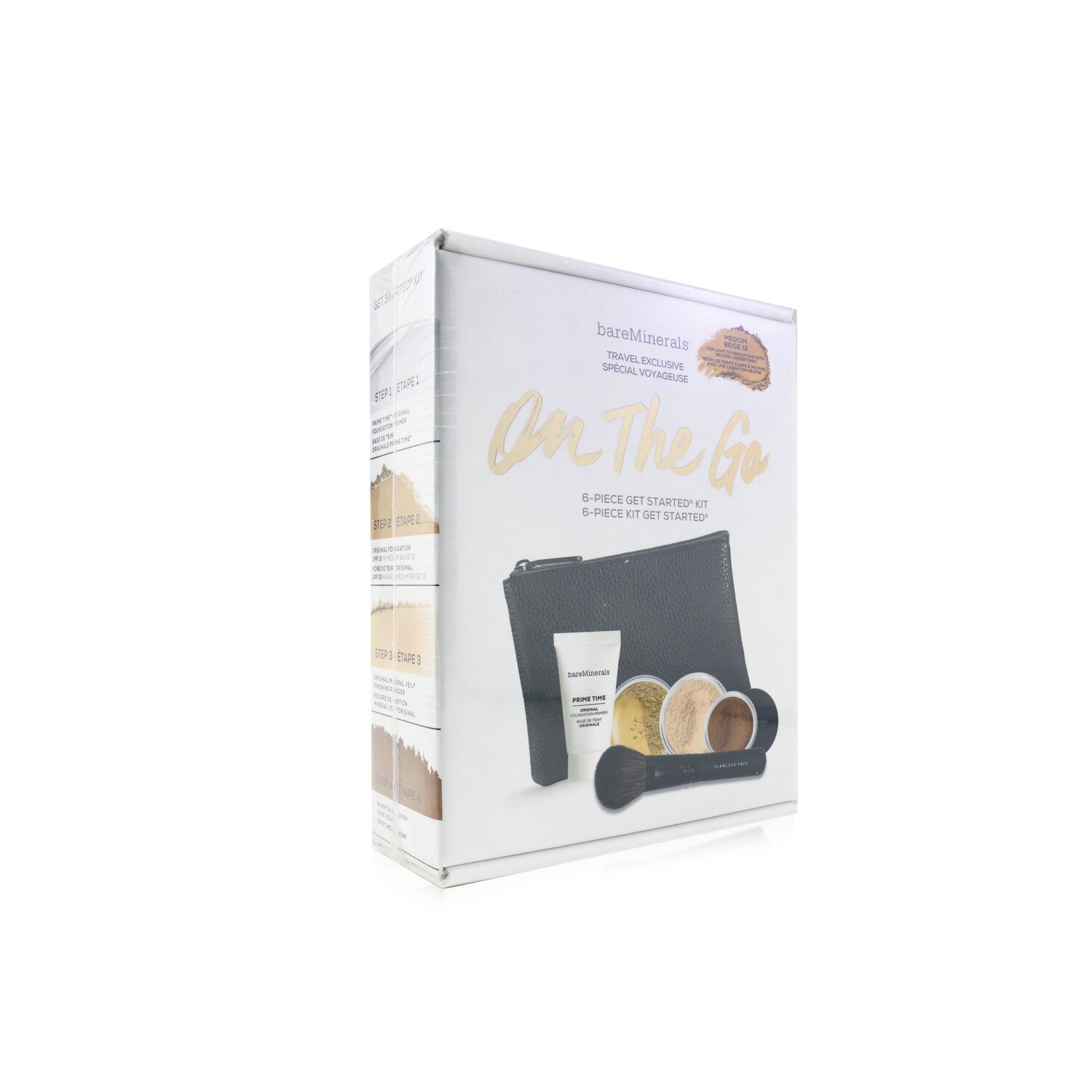 BareMinerals On The Go 6 Piece Get Started Kit (1x Primer, 1x Foundation 1x Mineral Veil, 1x All Over Face Color) 5pcs+1clutch