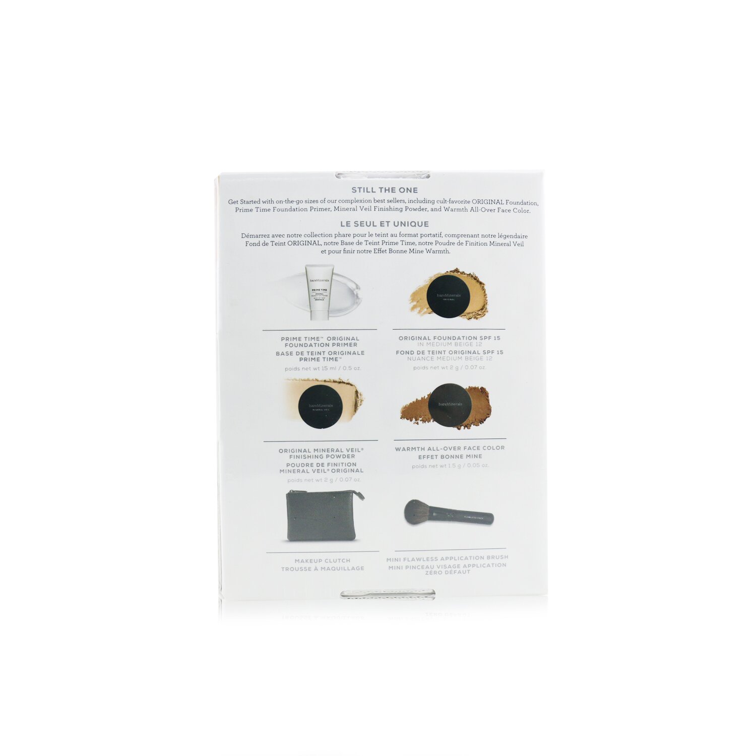BareMinerals On The Go 6 Piece Get Started Kit (1x Primer, 1x Foundation 1x Mineral Veil, 1x All Over Face Color) 5pcs+1clutch