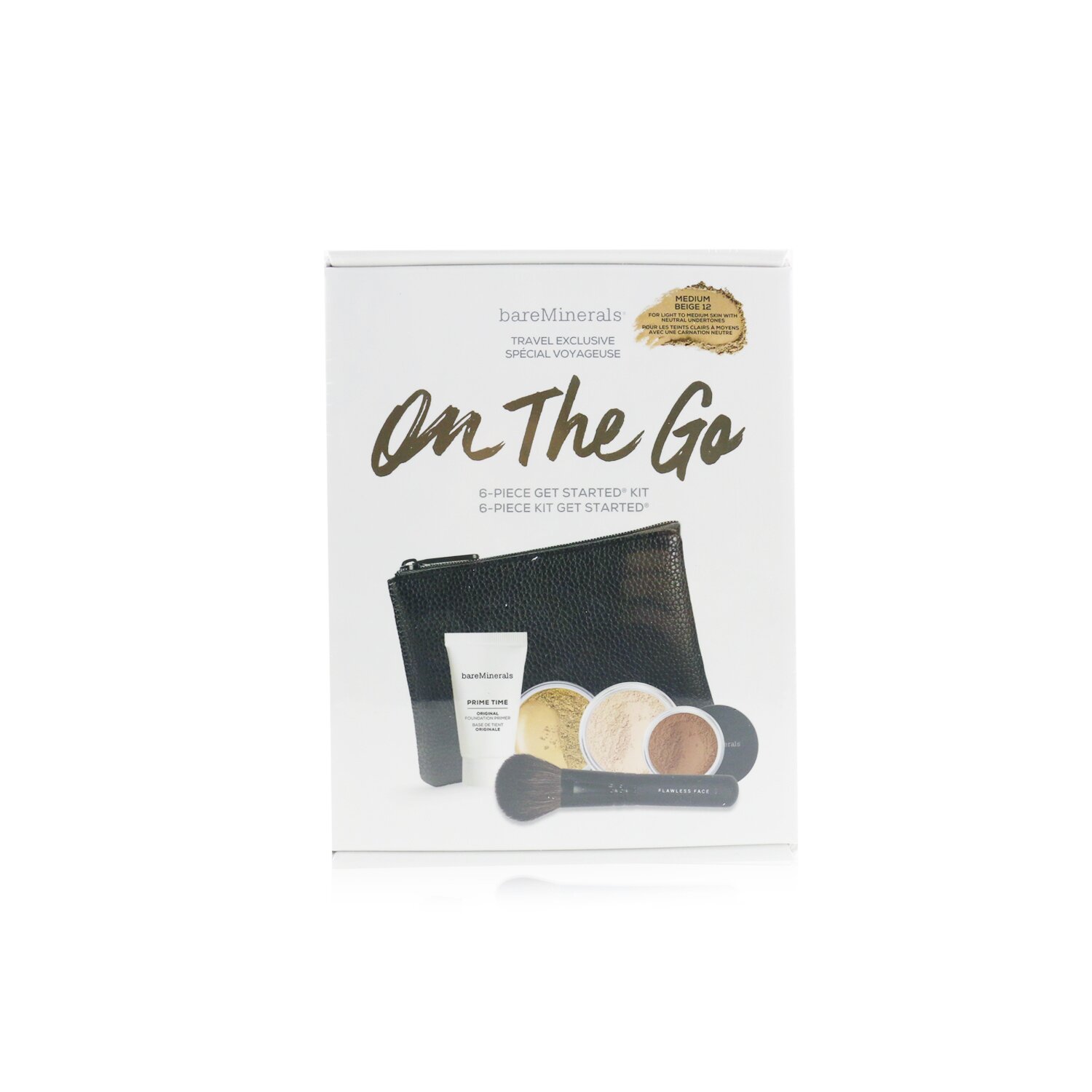 BareMinerals On The Go 6 Piece Get Started Kit (1x Primer, 1x Foundation 1x Mineral Veil, 1x All Over Face Color) 5pcs+1clutch