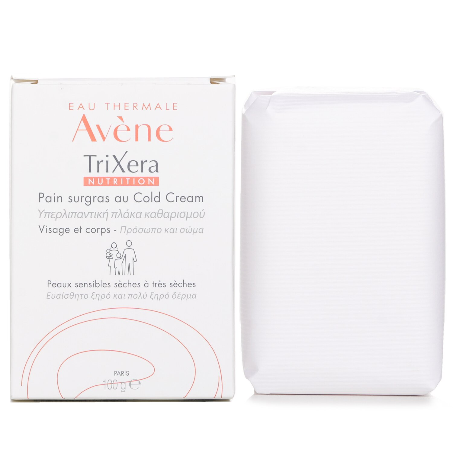 Avene TriXera Nutrition Cold Cream Ultra-Rich Face & Body Cleansing Bar - For Dry to Very Dry Sensitive Skin 100g/3.5oz