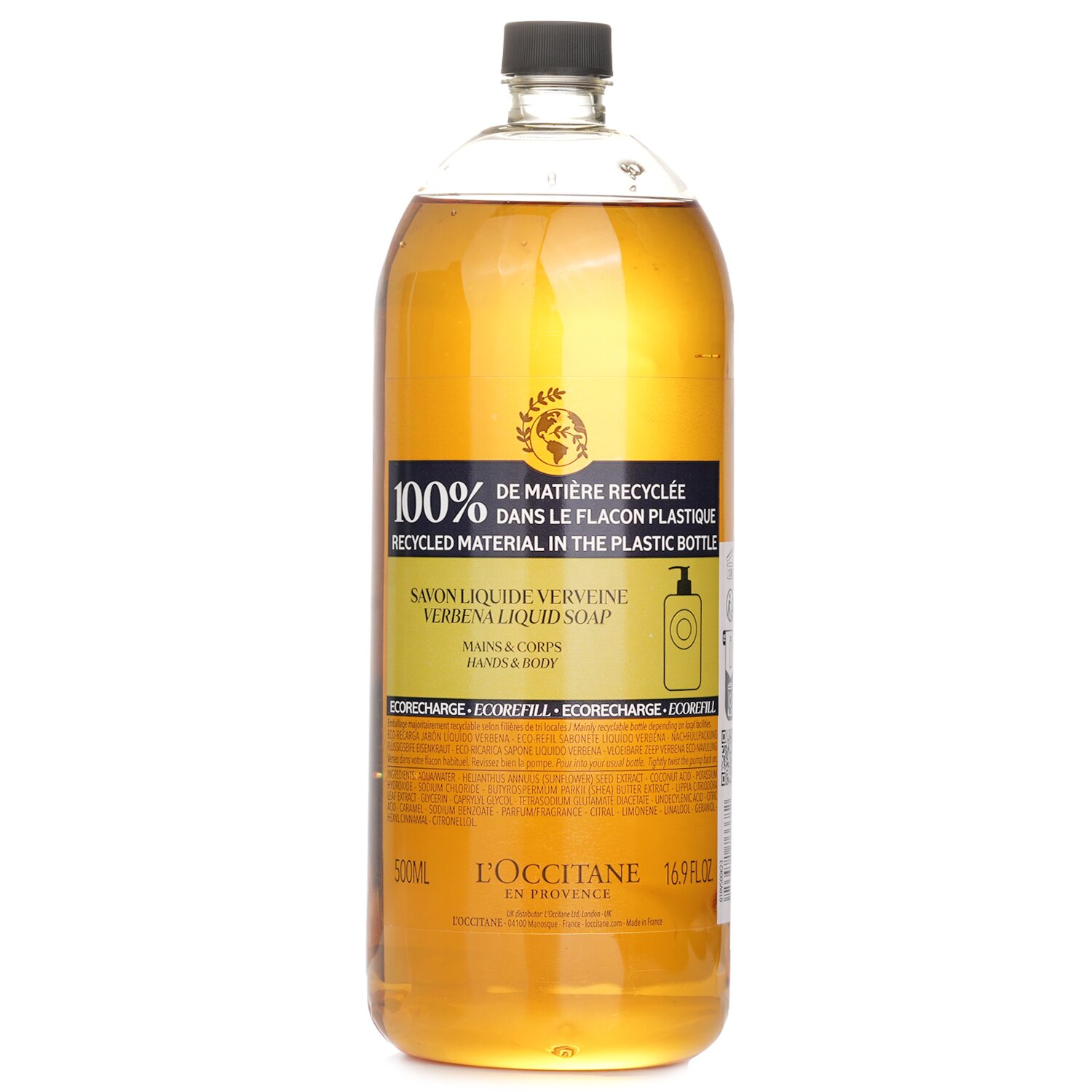 L'Occitane Mydło w płynie Verveine (Verbena) do rąk i ciała (wkład ekologiczny) 500ml/16.9oz