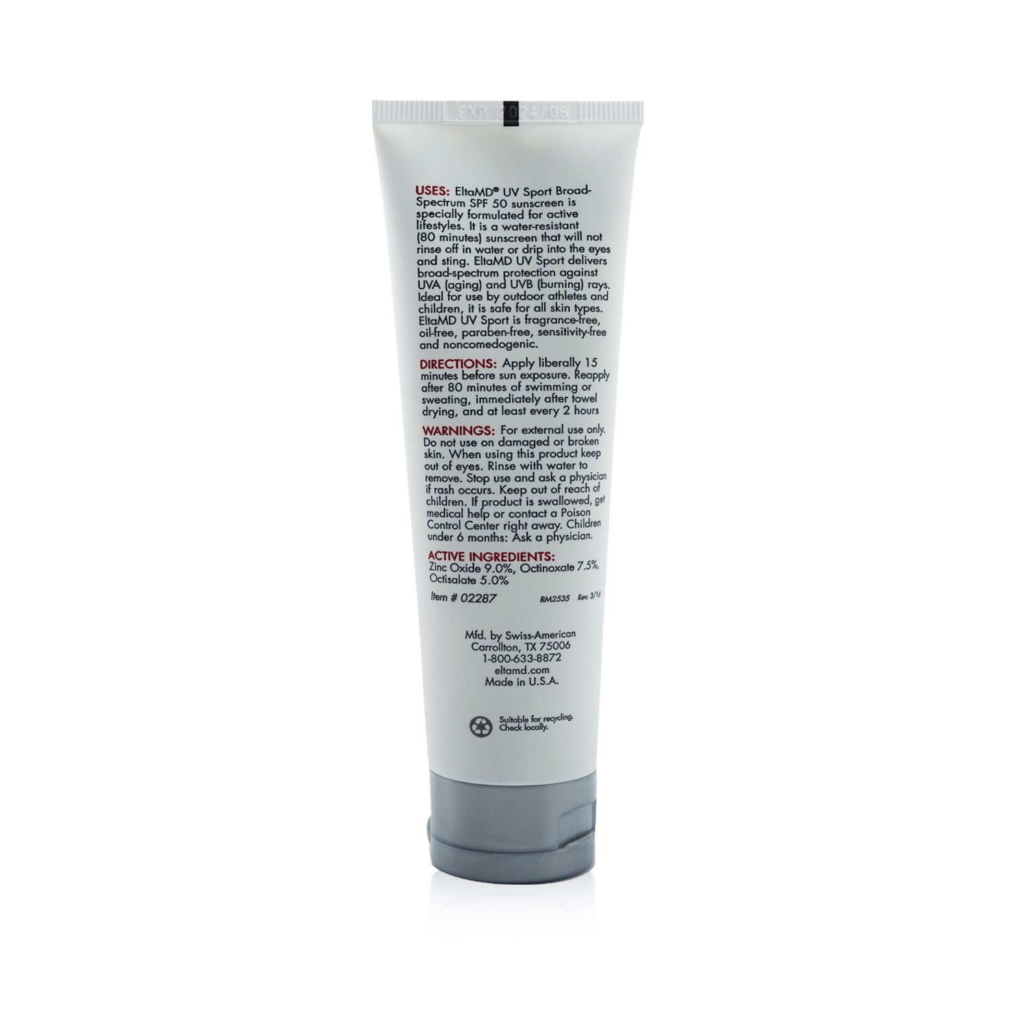 EltaMD UV Sport Water-Resistant Full-Body Sunscreen SPF 50 (Unboxed) 85g/3oz