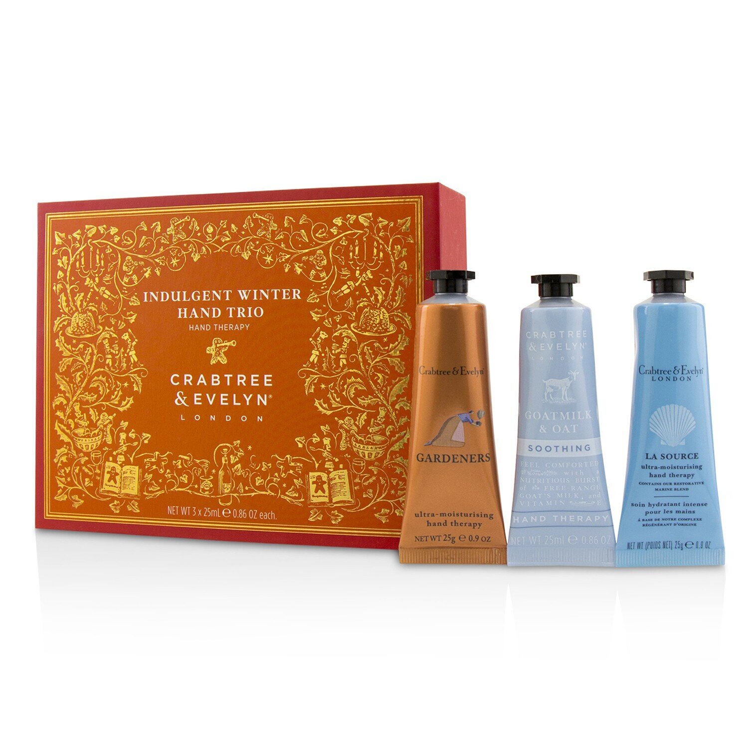  Crabtree & Evelyn Indulgent Winter Hand Trio (1x Gardeners, 1x La Source, 1x Goatmilk & Oat) 3x25g/0.86oz