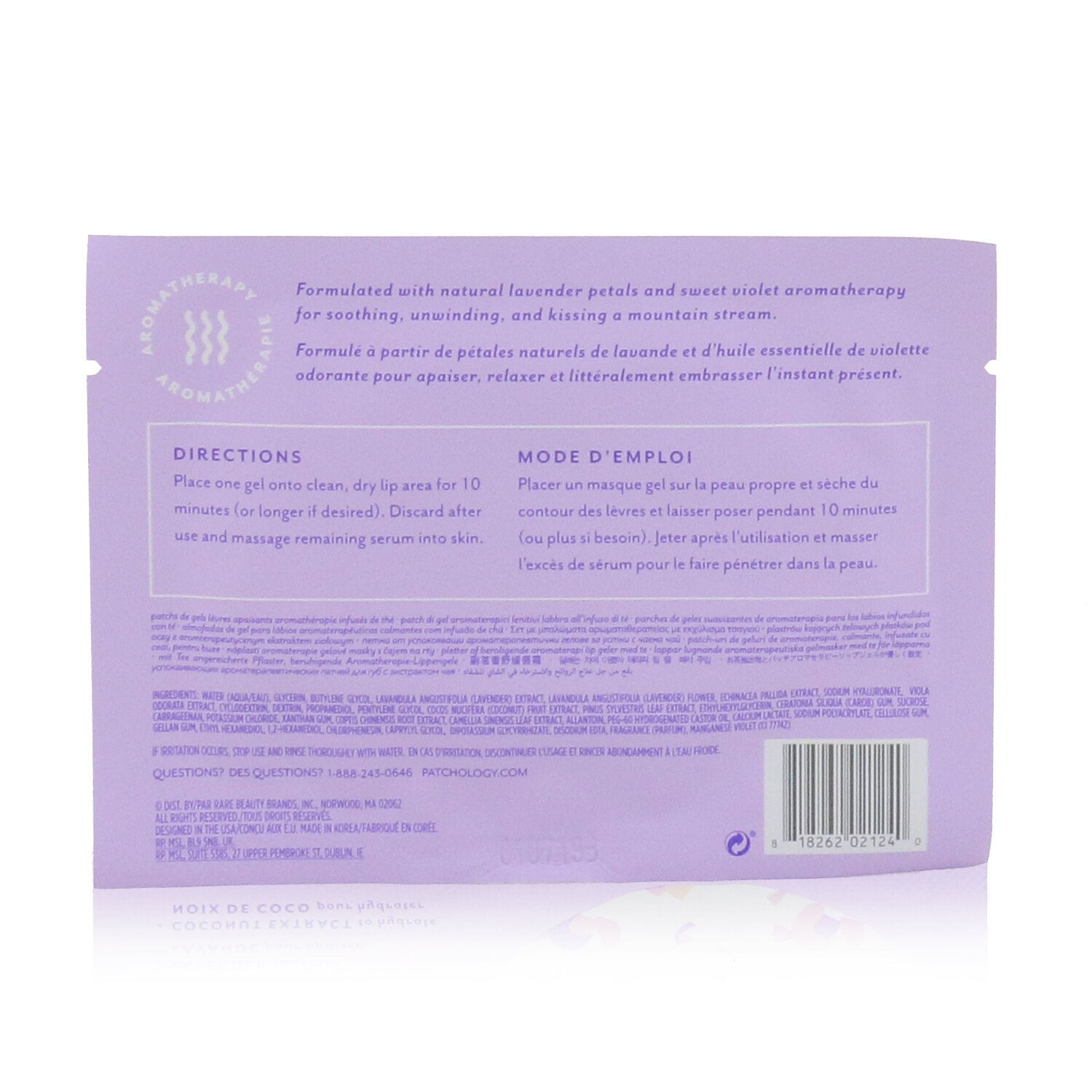 Patchology Moodpatch - 保持微笑舒緩茶香薰唇膏（甜紫羅蘭+薰衣草+椰子提取物） 5pcs