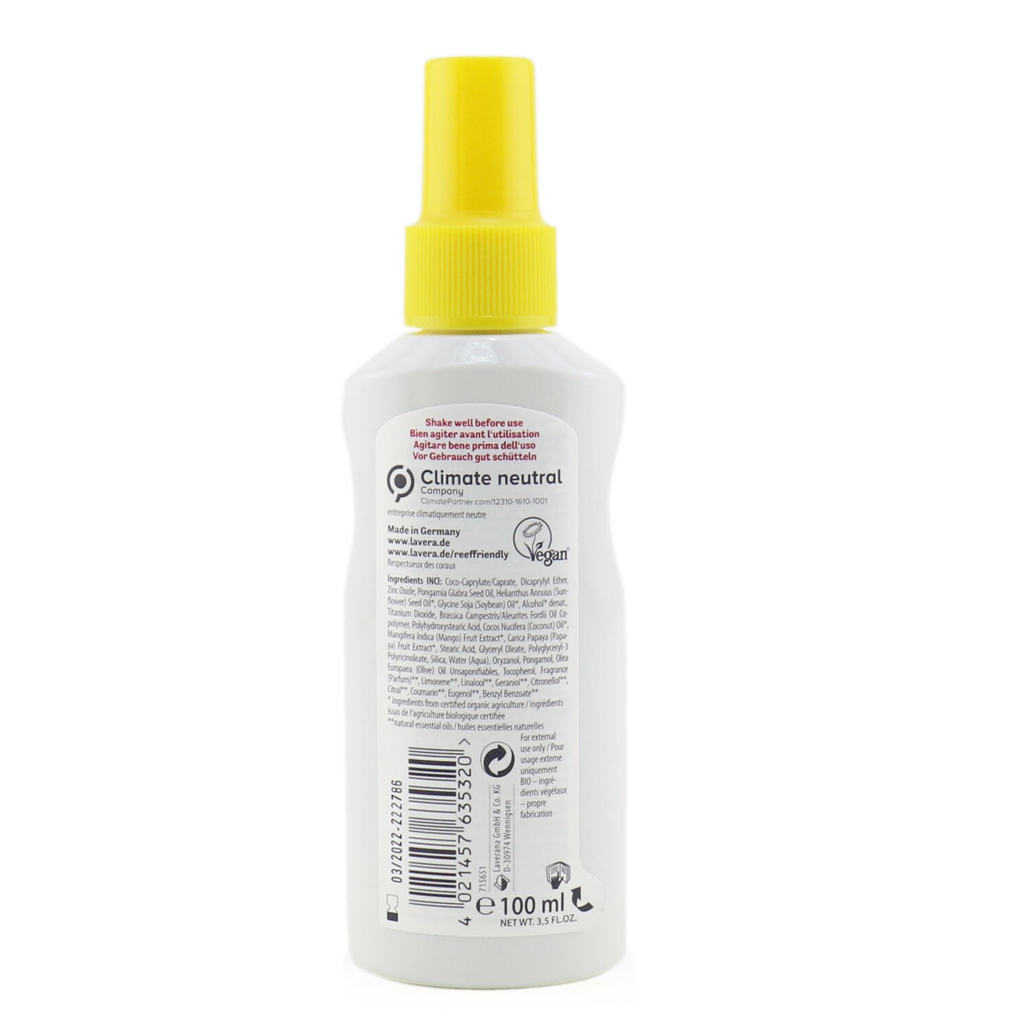 Lavera Spray Solar Sensible SPF 20 - Protección Mineral 100ml/3.5oz