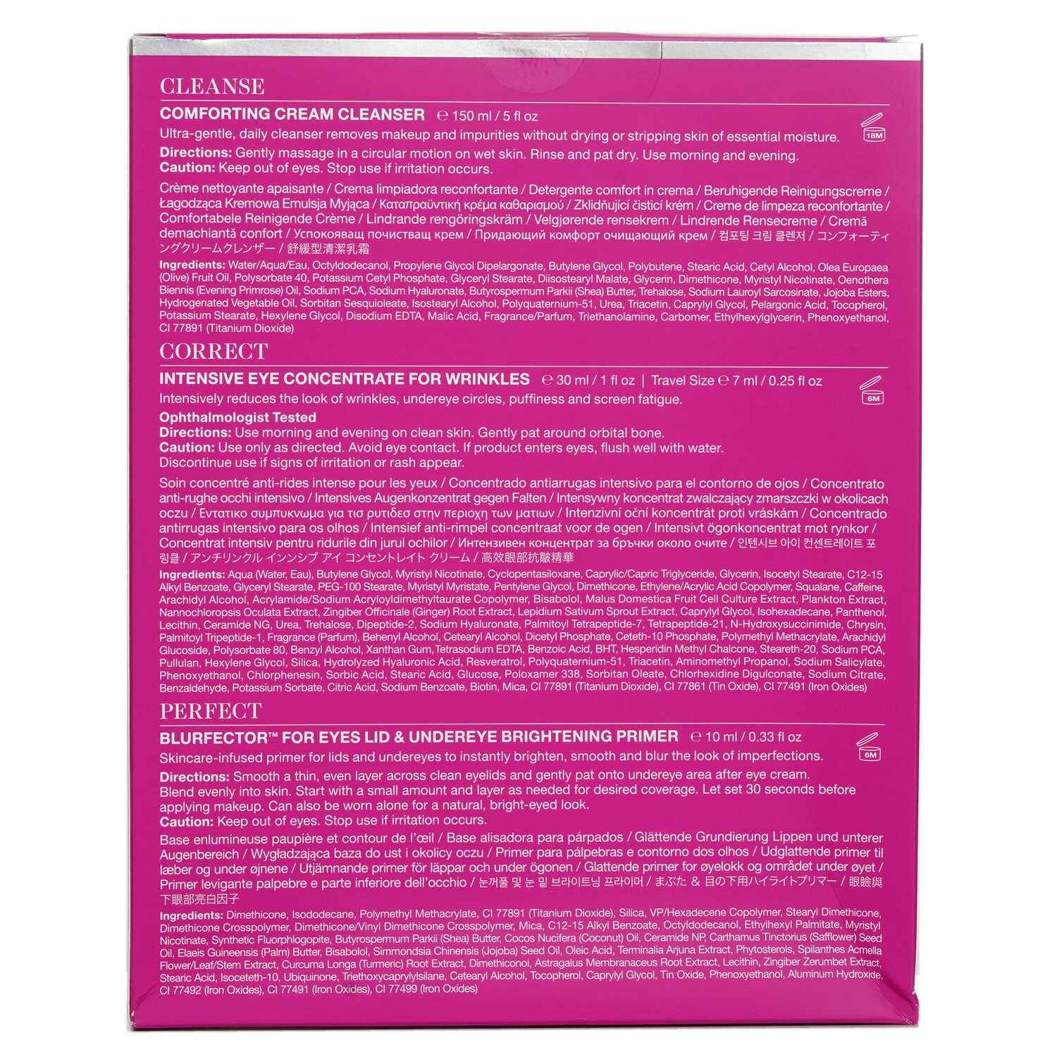 StriVectin Skin Transforming Collection (Trío de Tamaño Completo): Limpiador 150ml + Concentrado de Ojos (30ml+7ml) + Primer de Ojos 10ml 4pcs